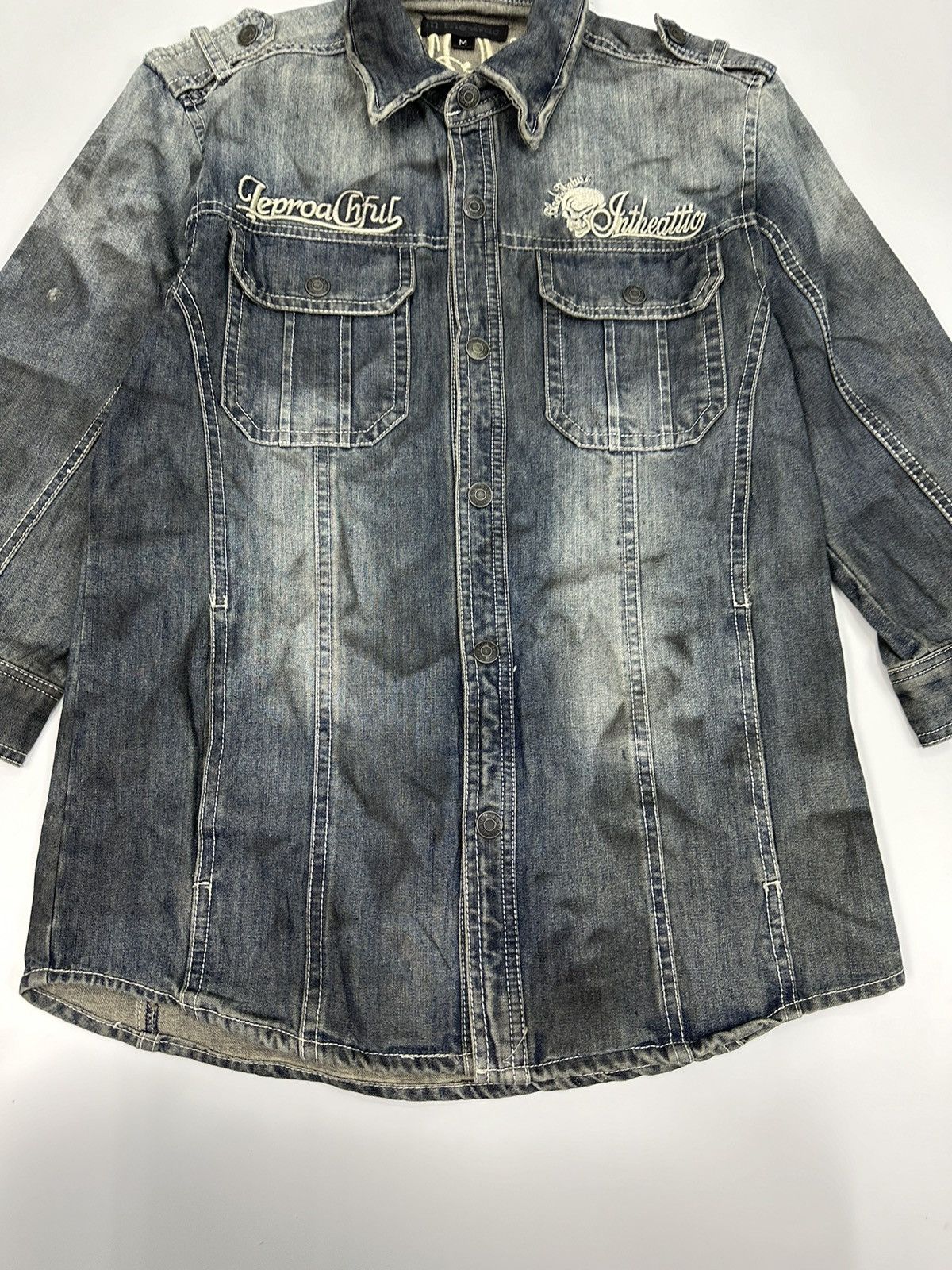 In The Attic In The Attic Punk Style Rider 3Q Denim Shirt A651 Size M / US 6-8 / IT 42-44 - 2 Thumbnail
