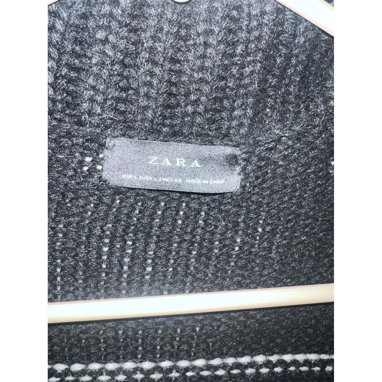 Zara Zara Zip Up Hooded Cardigan Womens L Black White Fair Isle Size L / US 10 / IT 46 - 2 Thumbnail