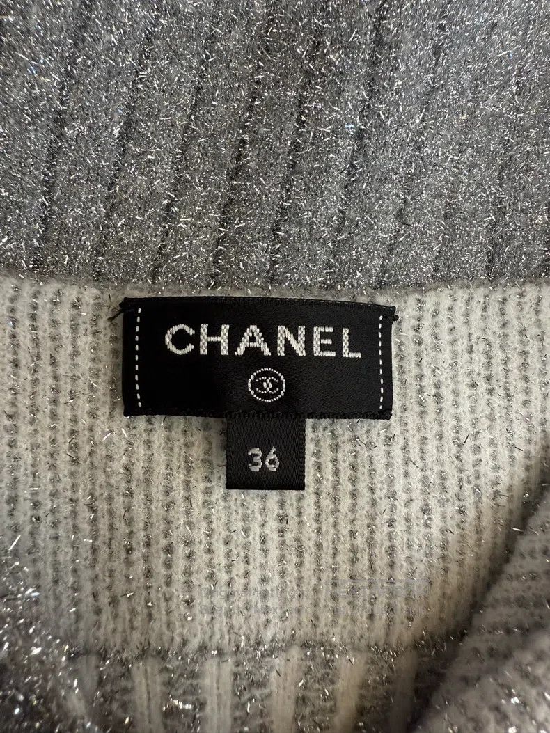 Chanel Chanel 22A high-end handicraft workshop silver cardigan si Size XS / US 0-2 / IT 36-38 - 5 Thumbnail