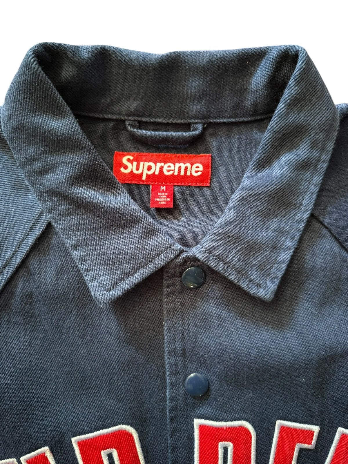 Supreme Supreme Navy/Red Arc Logo Denim Coach Jacket Size US M / EU 48-50 / 2 - 4 Thumbnail