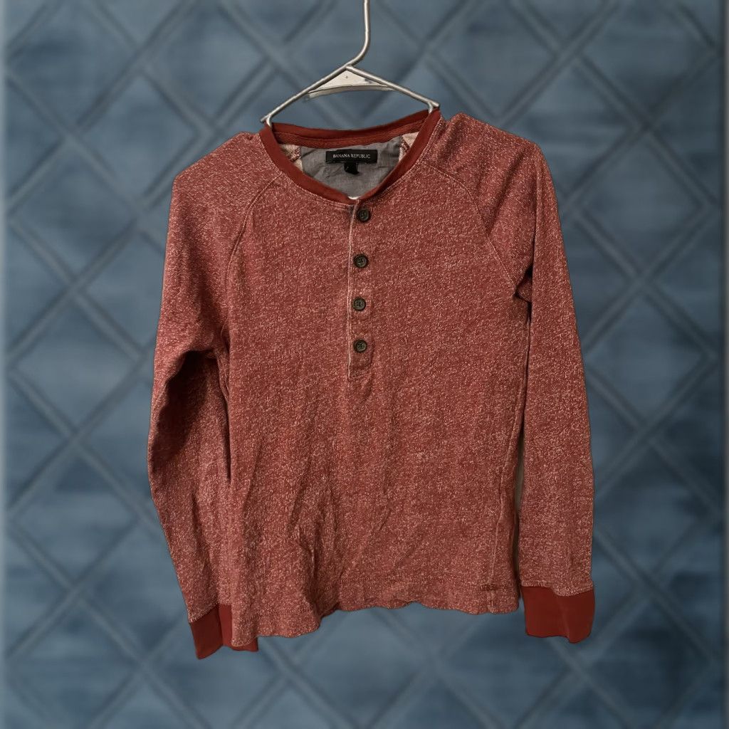 Banana Republic Banana Republic Men’s Size Small Red Henley Cotton Long Sleeve Shirt Size US S / EU 44-46 / 1 - 1 Thumbnail