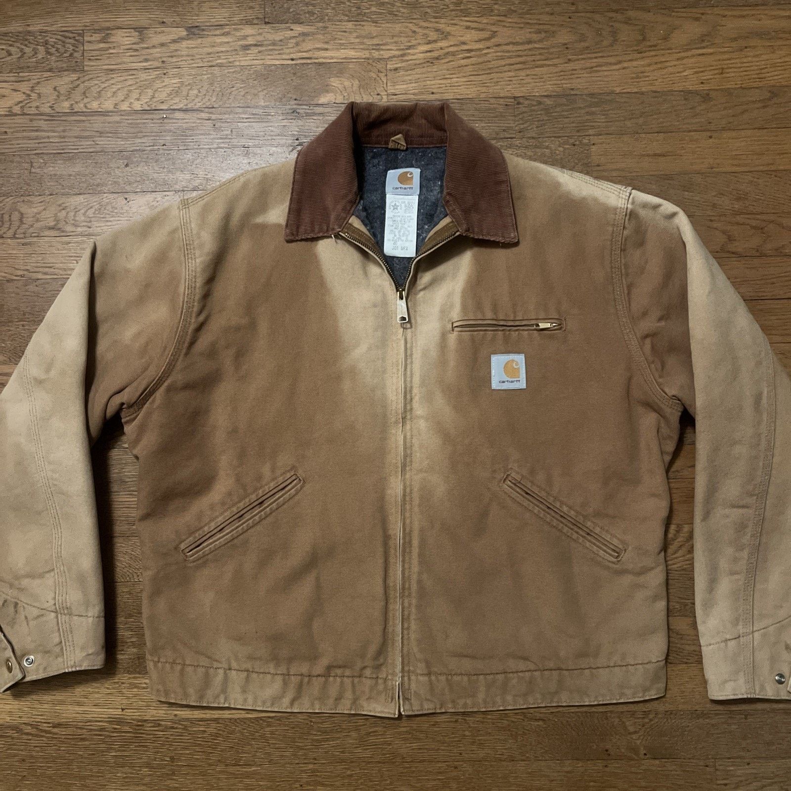Carhartt Vintage 90s Carhartt J01 Detroit Jacket 46 Distress Faded Size US L / EU 52-54 / 3 - 3 Thumbnail
