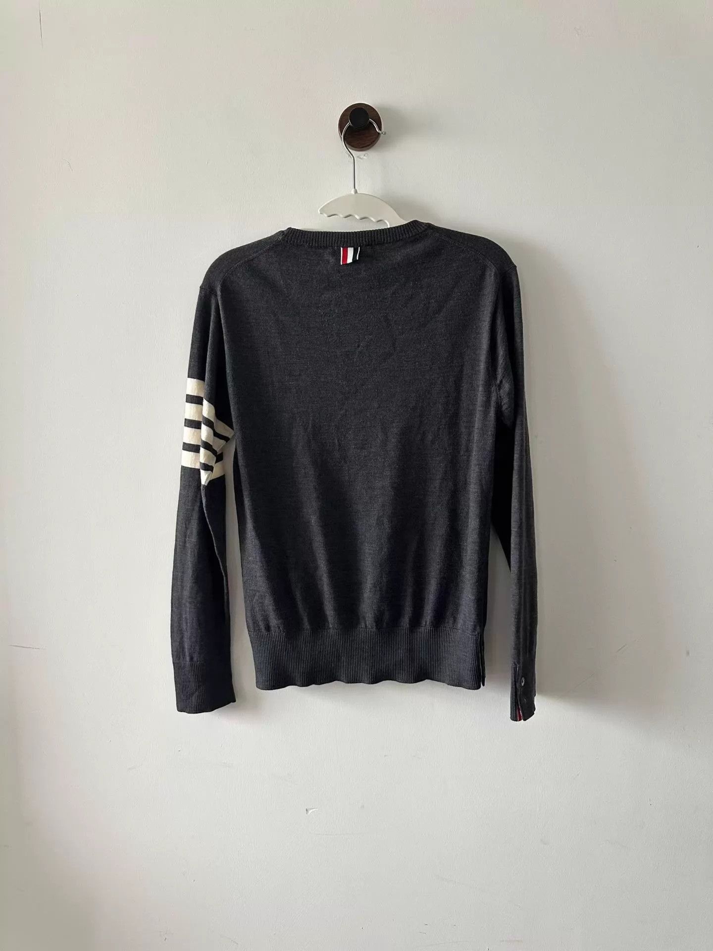 Thom Browne Gray Long Sleeve Sweater with Stripe Detail. Size US S / EU 44-46 / 1 - 2 Thumbnail