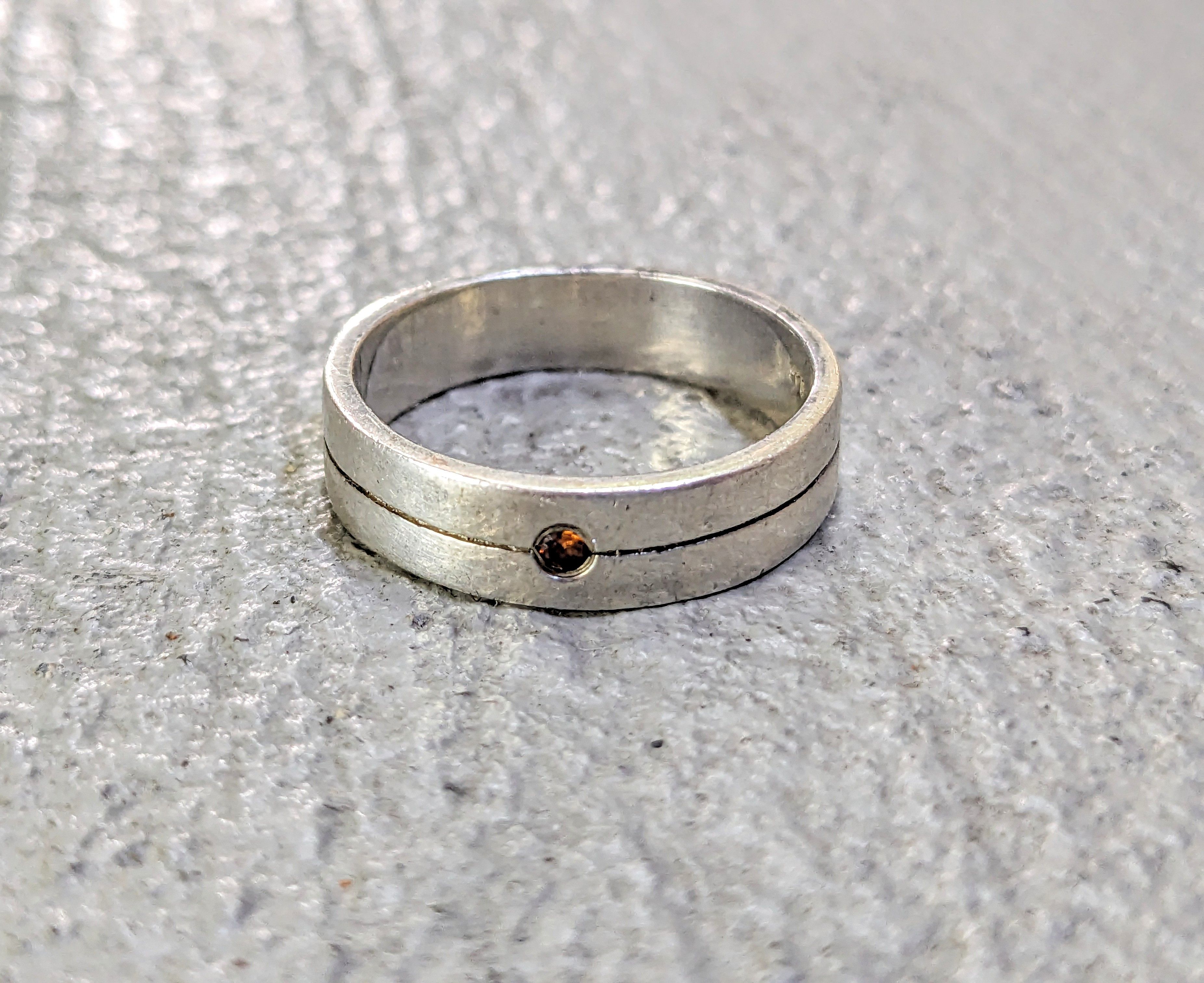 Jewelry Vintage Sterling Silver Ring Orange 8.75 Modern Minimalist Size ONE SIZE - 2 Thumbnail