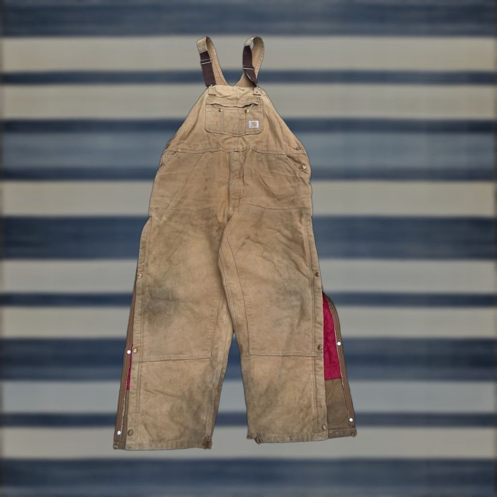 Carhartt VINTAGE Carhartt Overalls Mens 48x30 Brown Canvas Double Knee Workwear B41-BRN Pants 90s Grunge USA Mens Size US 32 / EU 48 - 1 Thumbnail