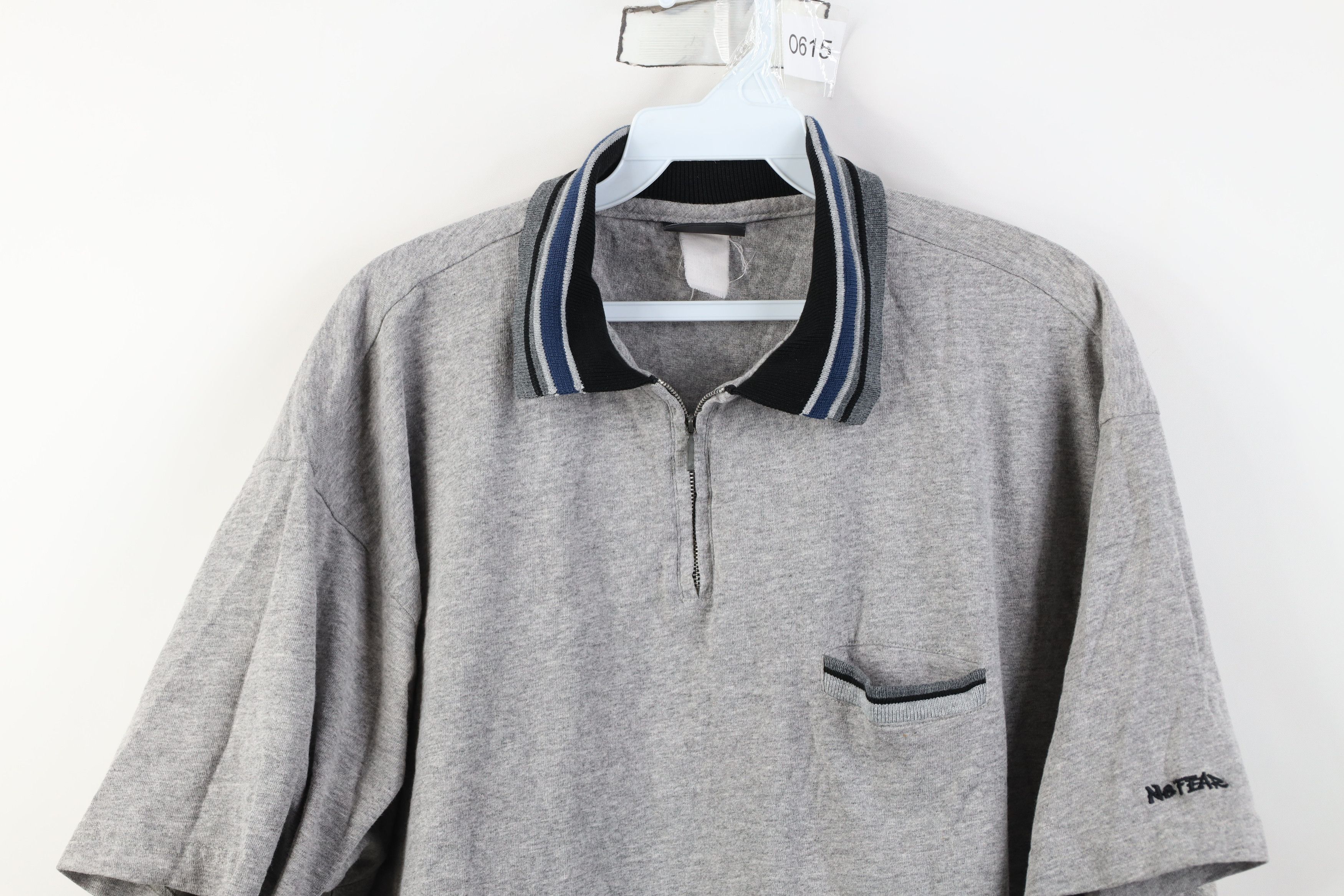 No Fear Vintage 90s No Fear 1/4 Half Zip Collared Polo Shirt Gray Size US M / EU 48-50 / 2 - 2 Thumbnail
