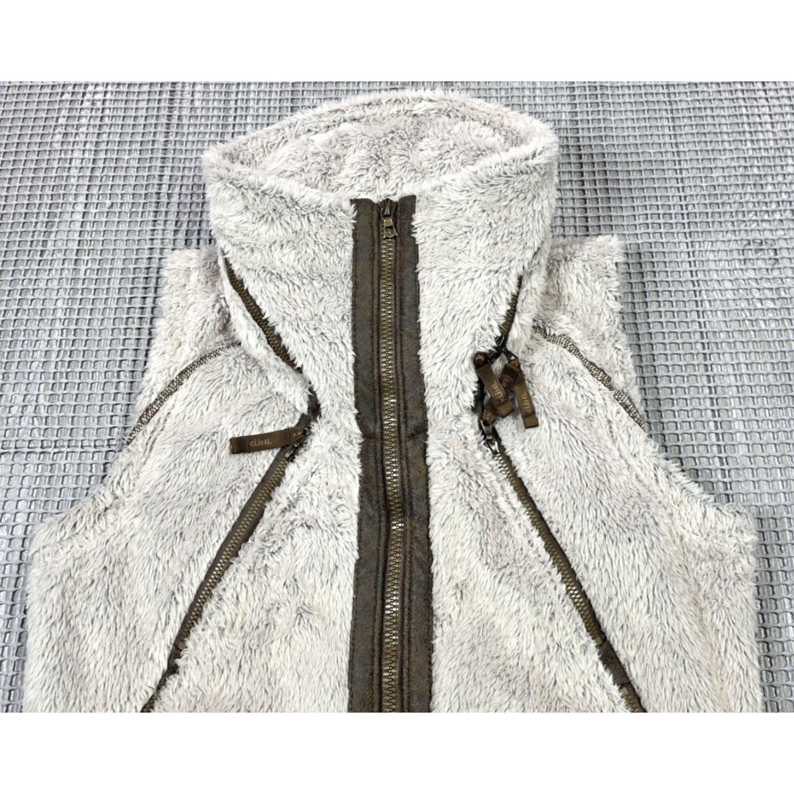 Vintage Kuhl Vest Womens Flight S High Pile Fleece Faux Fur Hooded Full Zip Beige Port Port Size S / US 4 / IT 40 - 5 Thumbnail