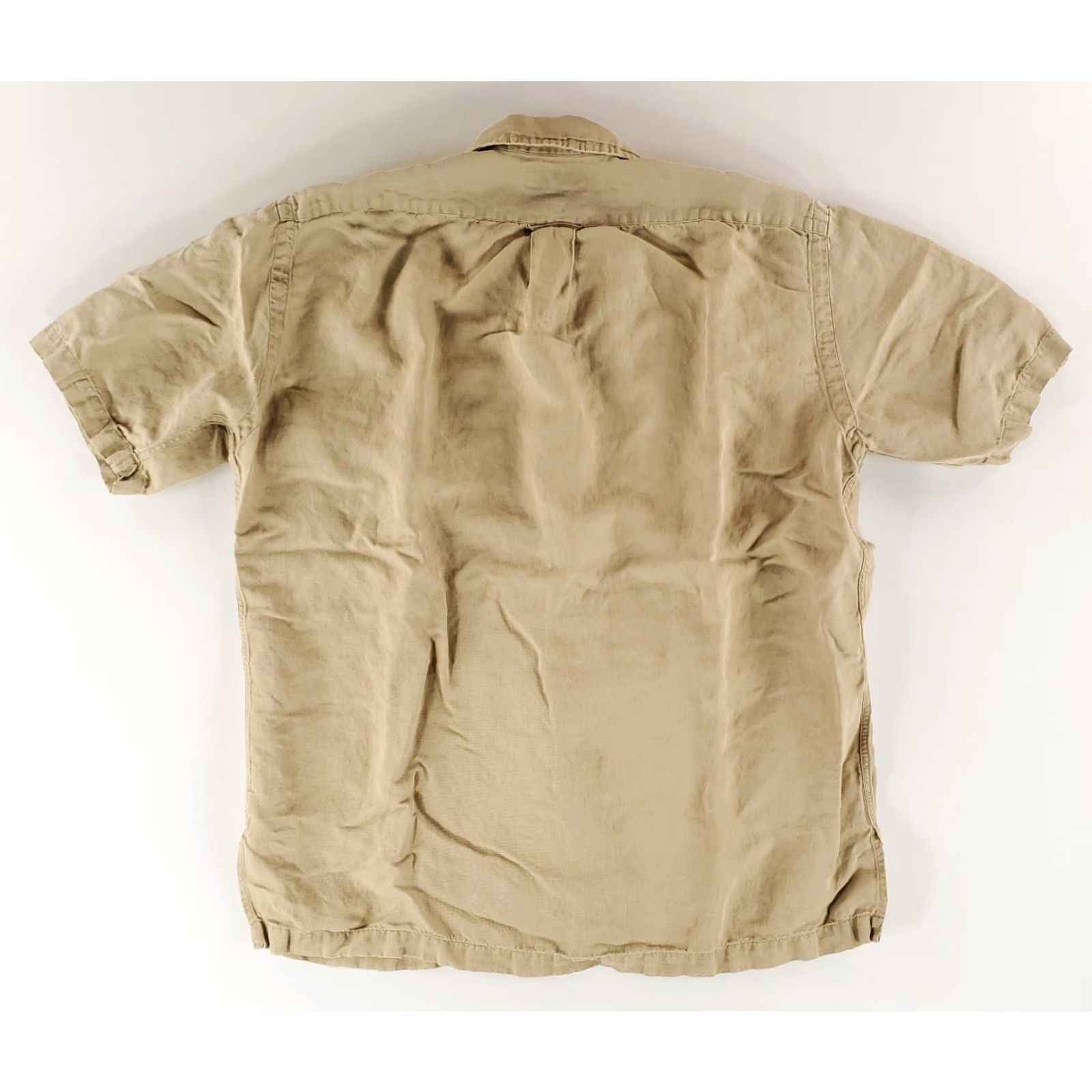 Polo Ralph Lauren Polo Ralph Lauren Shirt Mens M Linen Silk Blend Tan Brown Loop Collar Button Up Short Sleeve Size US M / EU 48-50 / 2 - 5 Thumbnail