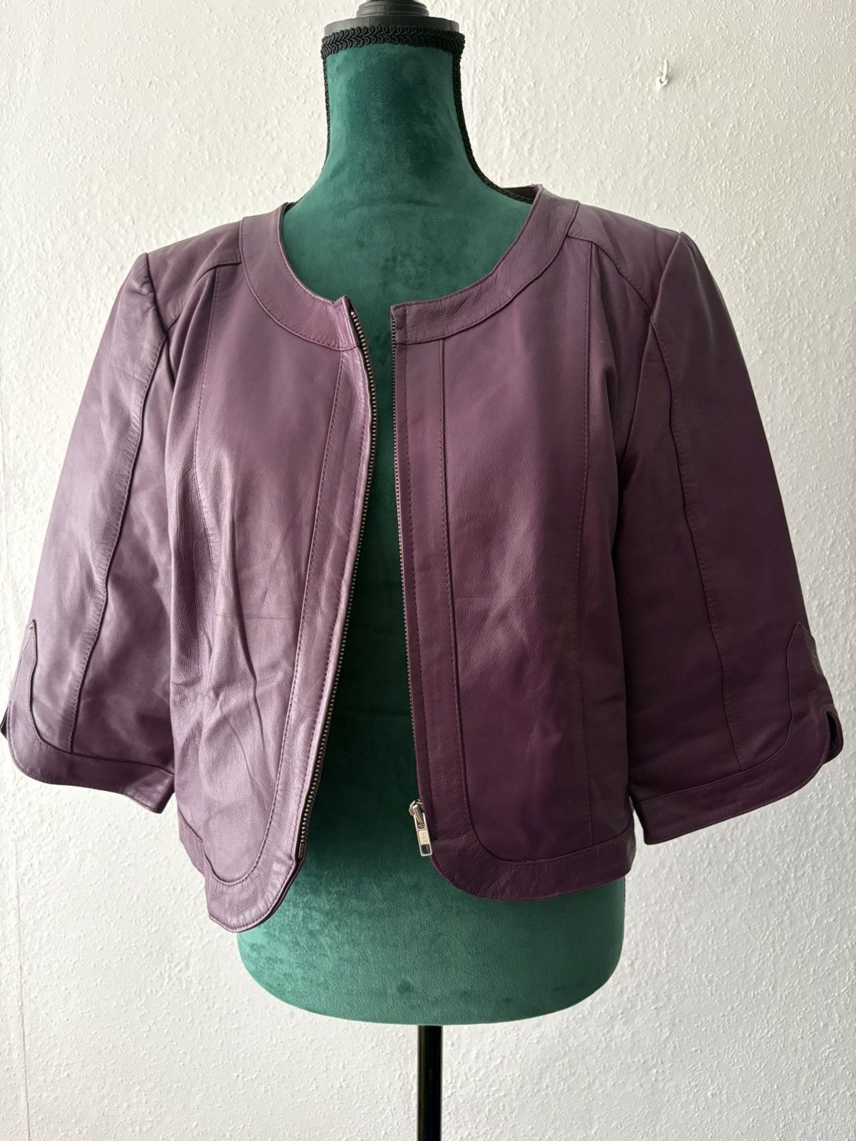 Vintage Vintage x purple leather jacket Size XL / US 12-14 / IT 48-50 - 2 Thumbnail