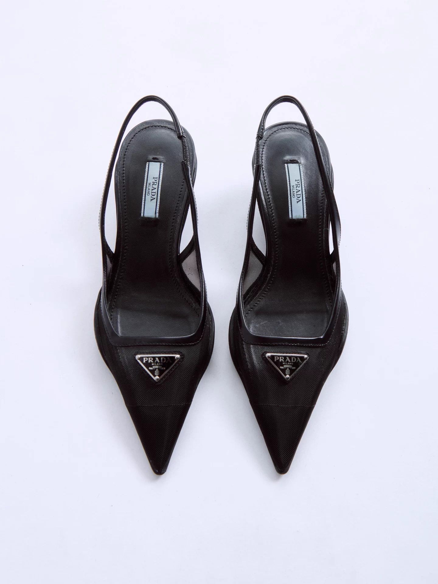 Prada PRADA 2022SS black mesh cat heels triangle logo Size US 6 / IT 36 - 4 Thumbnail