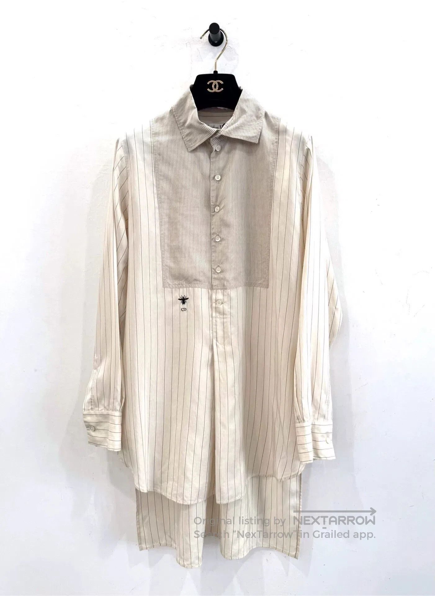 Dior Dior Gray White Striped Bee CD Logo Shirt. Size XXS / US 00 / IT 34 - 1 Thumbnail
