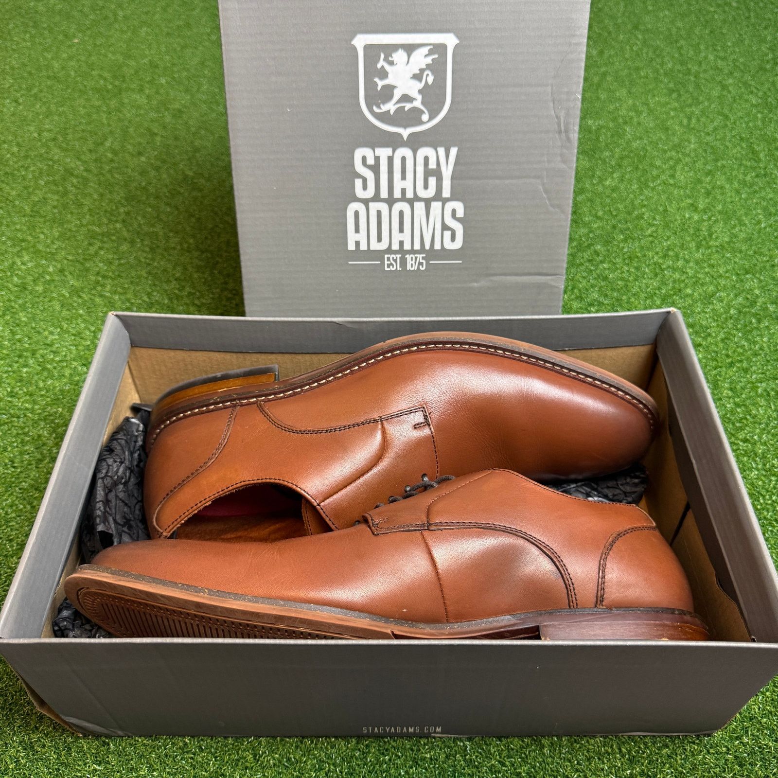 Stacy Adams Stacy Adams Marlton Brown Leather Oxford Dress ShoesMen’s 8M Size US 8 / EU 41 - 1 Thumbnail