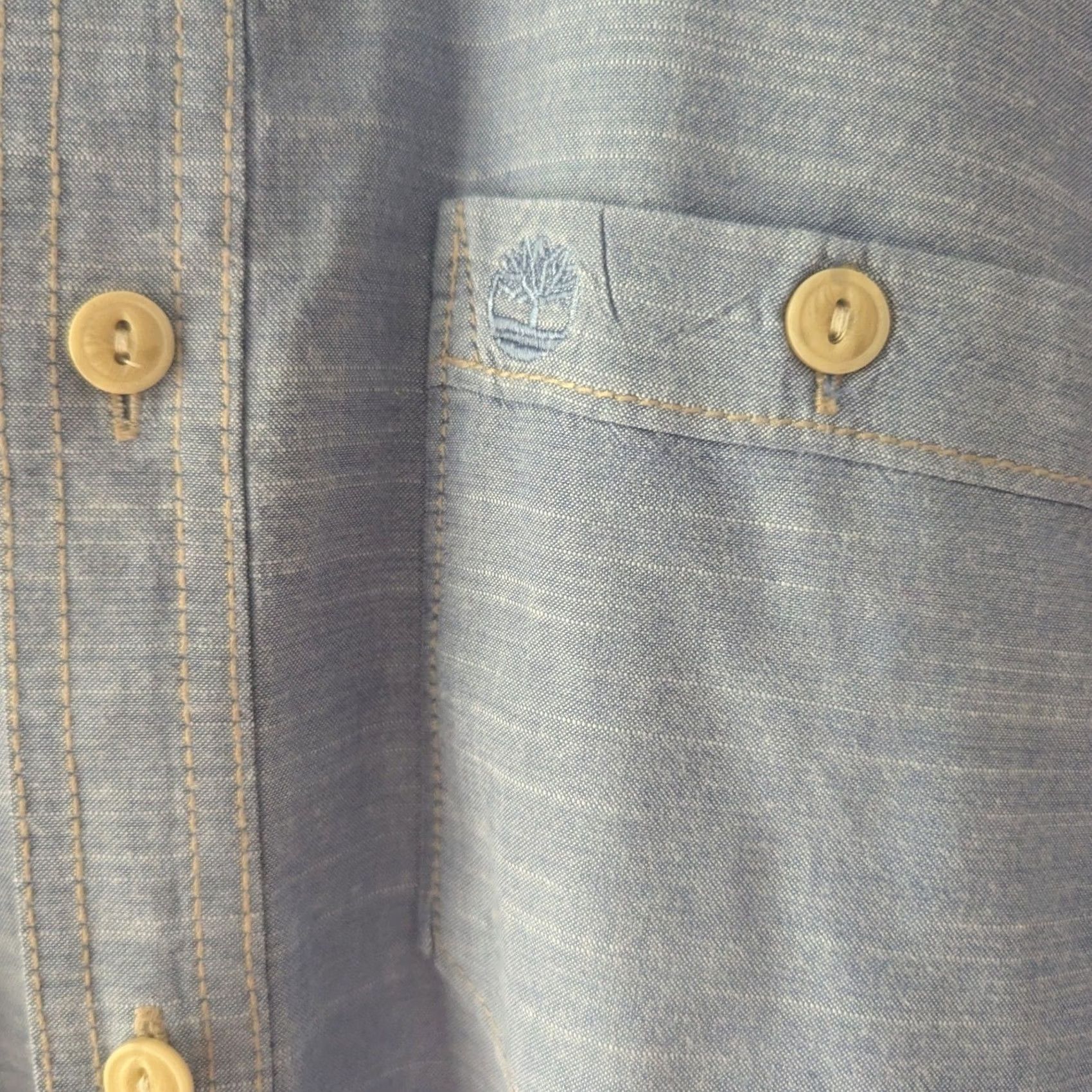 Timberland Timberland Shirt Chambray Long Sleeve Button Down with Chest Pocket Embroidered Logo Men's XL Regular Blue 100% Cotton Size US XL / EU 56 / 4 - 3 Thumbnail