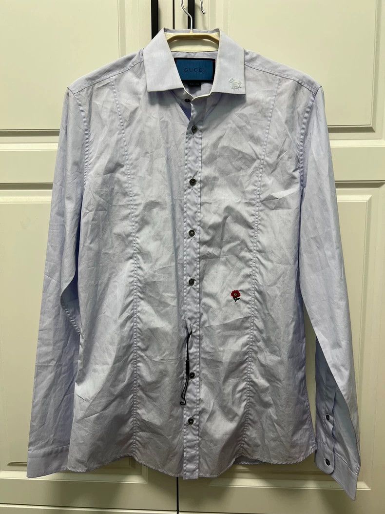 Gucci Gucci Blue bee embroidered shirt size: 39 2502-Nextarrow Size US XXS / EU 40 - 1 Thumbnail