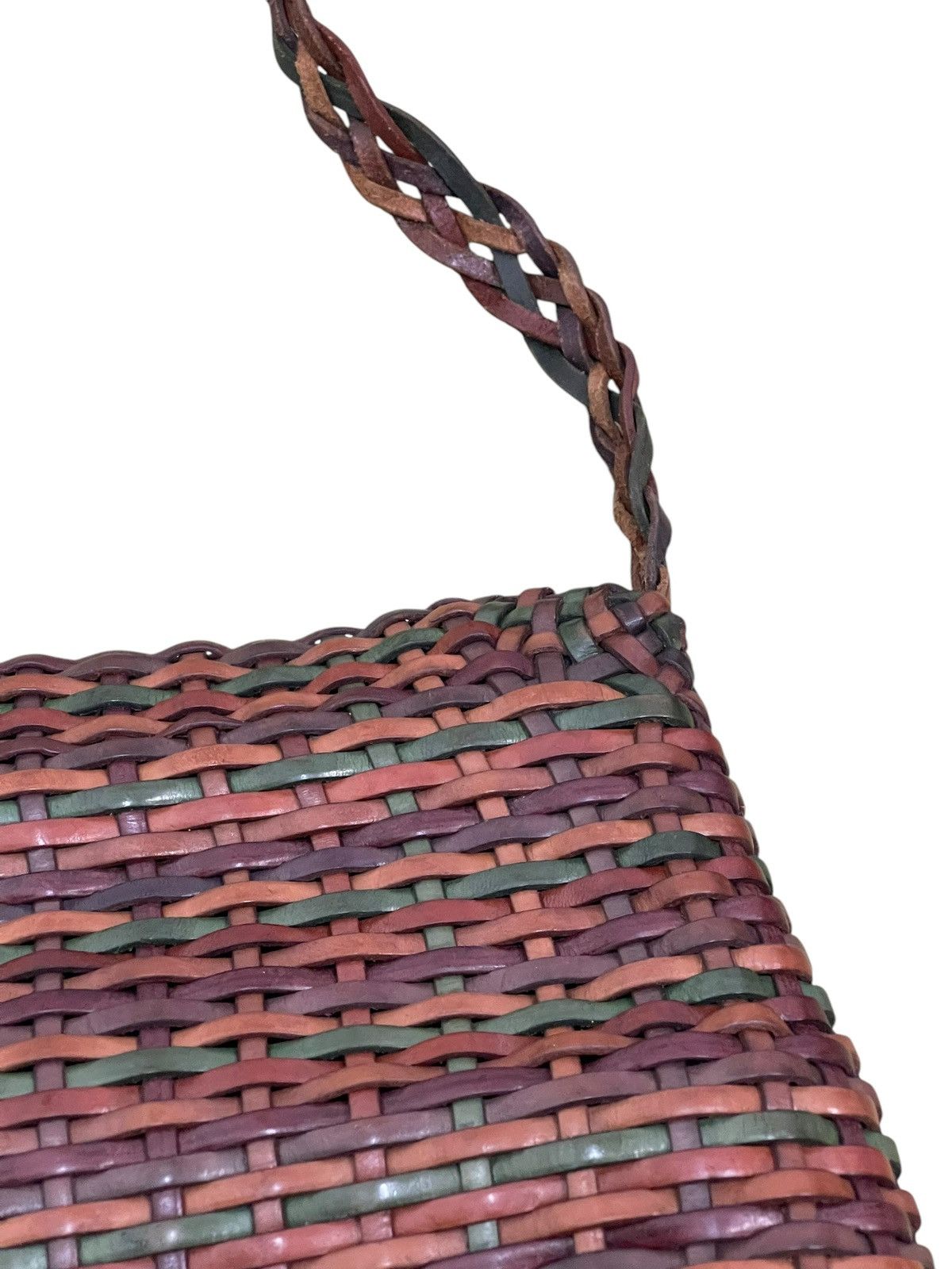 Genuine Leather Full Leather Woven Vtg Greta Italy Cross Body Bag 1🟩4 Size ONE SIZE - 17 Thumbnail