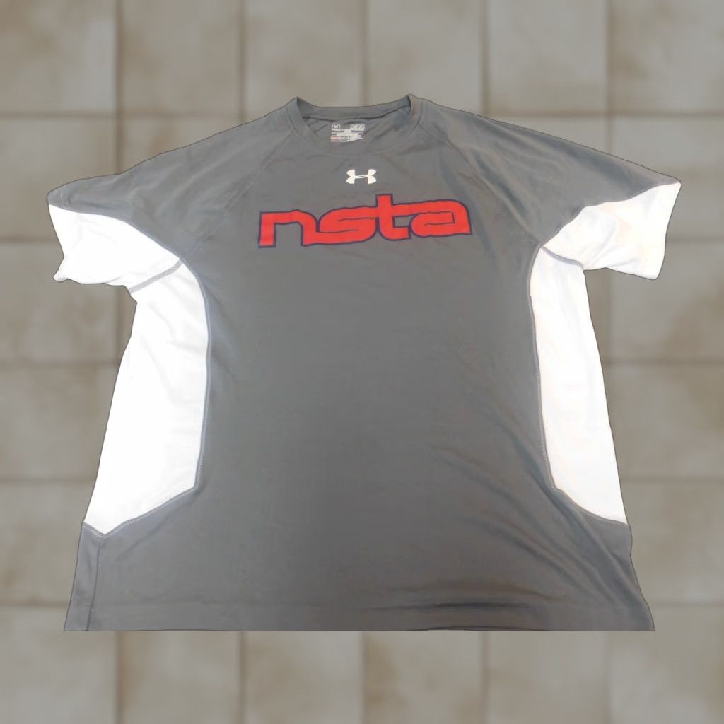 Under Armour Under Armour Mens Shirt Short Sleeve Crew Neck Cotton Knit Logo Breathable Activewear 90s Gray M Regular Mens Size US M / EU 48-50 / 2 - 1 Thumbnail