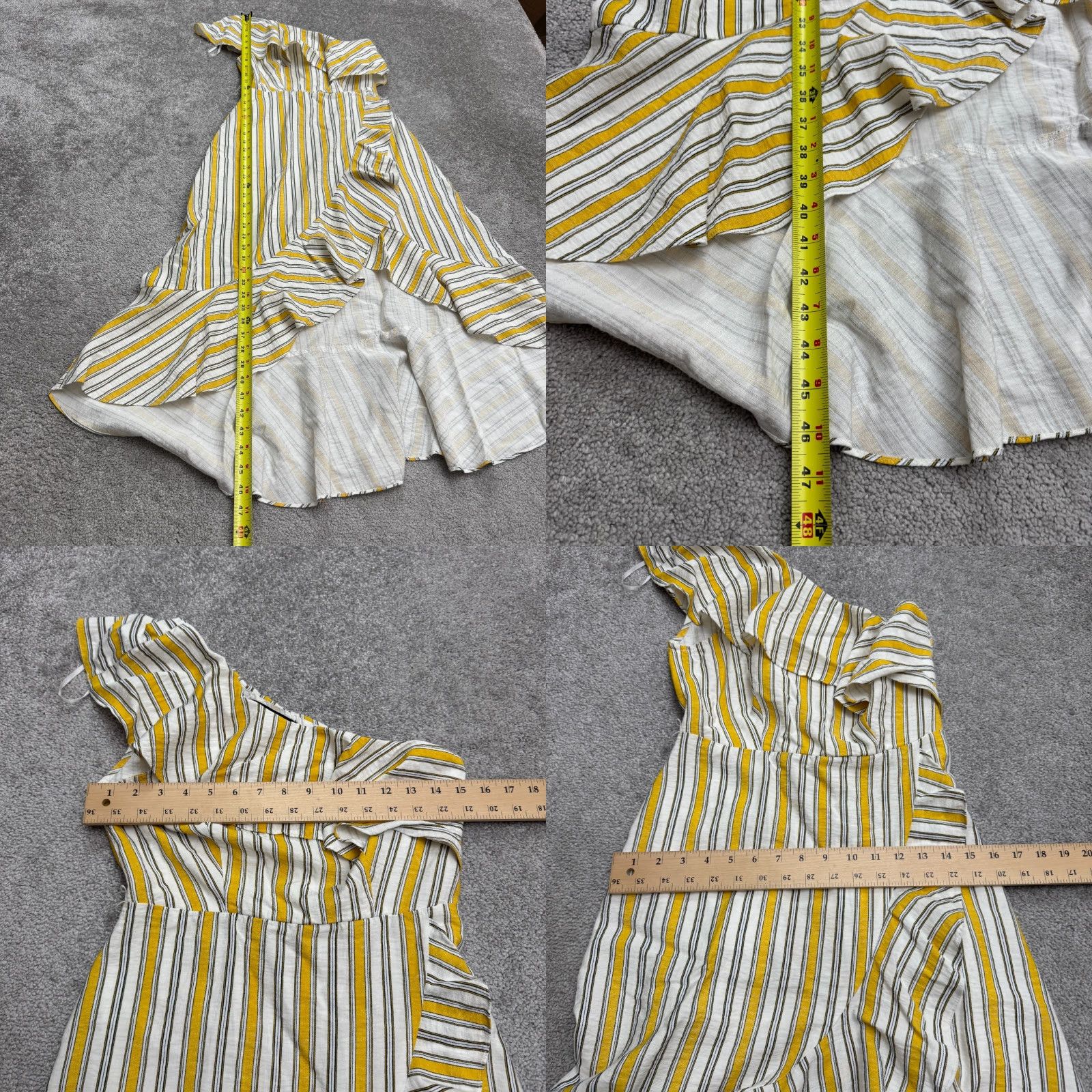 Lulus Lulus High Tide Striped One Shoulder Midi Dress Women Small Yellow Ruffle Hi-Low Size S / US 4 / IT 40 - 9 Thumbnail
