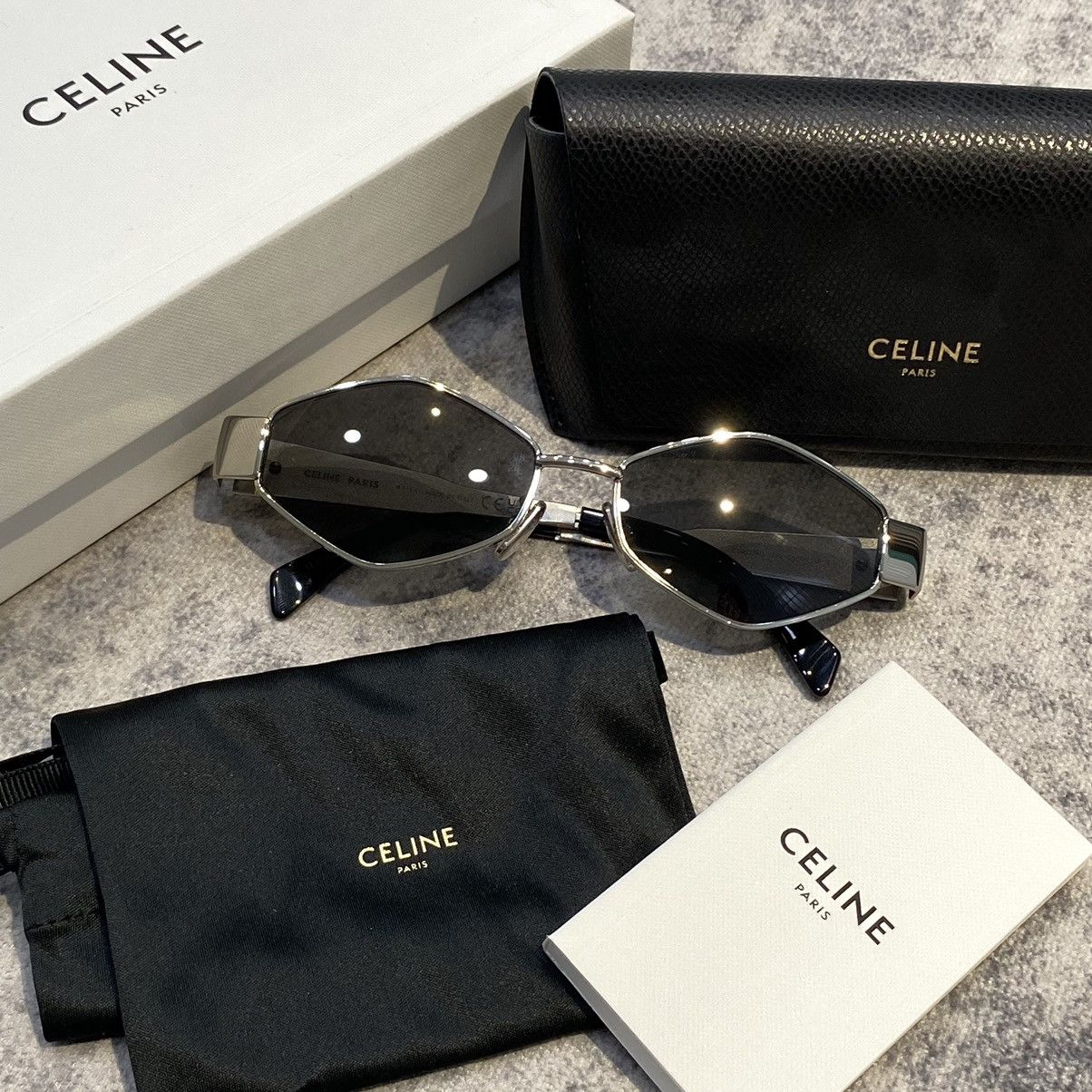 Celine CELINE Triomphe 01 Oval Sunglasses SILVER Size ONE SIZE - 3 Thumbnail