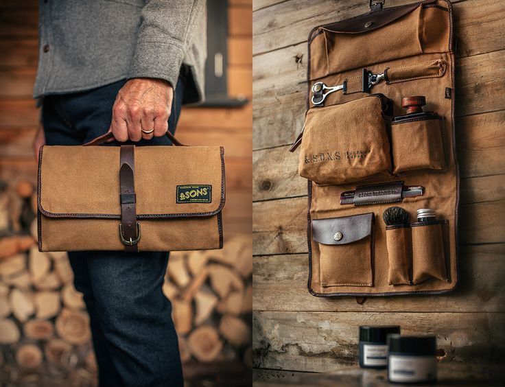 &SONS &Sons Waxed Canvas Toilet Bag Size ONE SIZE - 3 Thumbnail