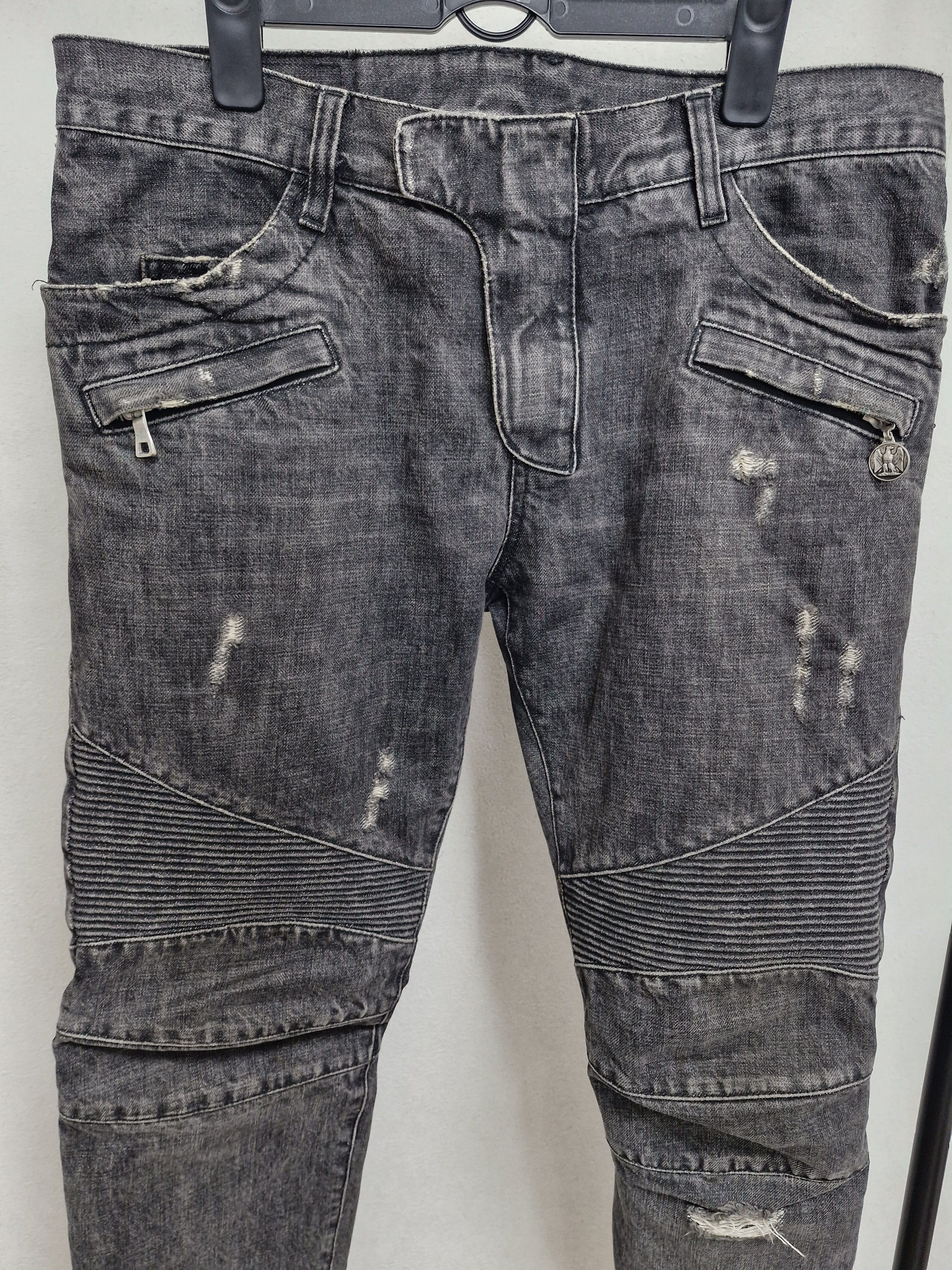 Balmain BALMAIN SS11 Waxed Distressed Eagle Coin Biker Jeans Size US 32 / EU 48 - 2 Thumbnail