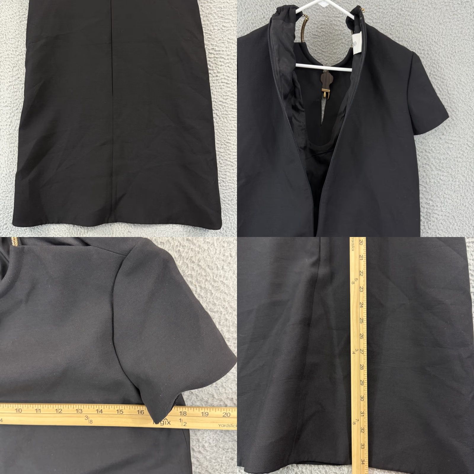 Valentino VINTAGE Valentino Spa Dress Women 4 Black Crepe Couture A Line Mini Zip Wool Silk Sheath Size S / US 4 / IT 40 - 9 Thumbnail