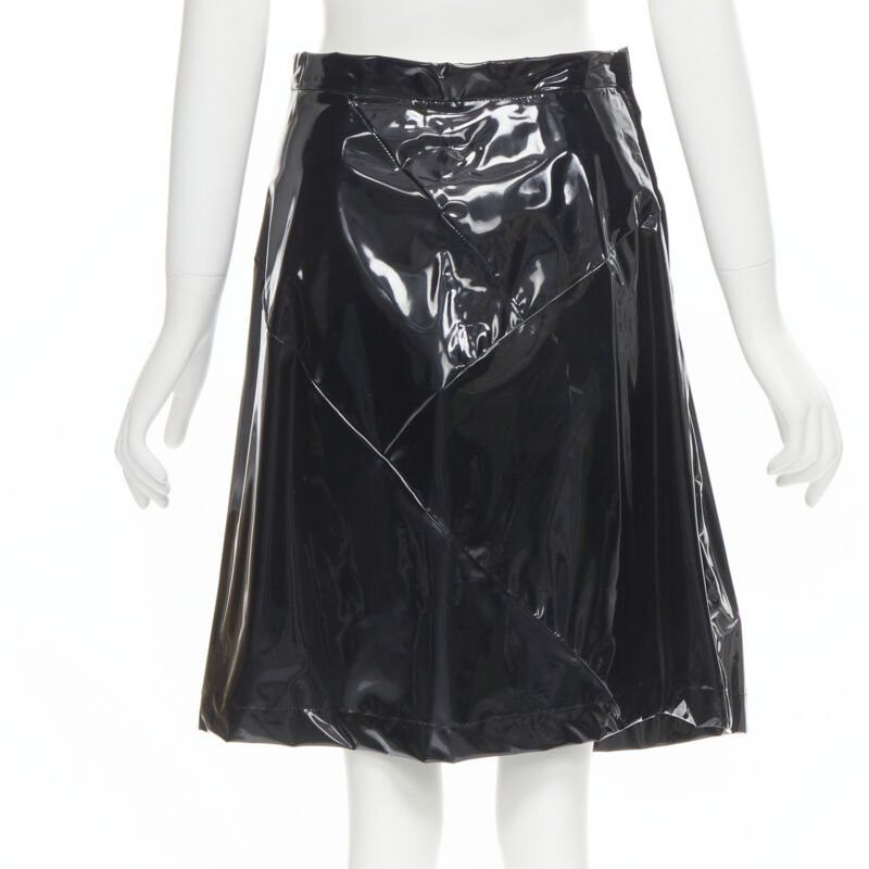Comme des Garcons COMME DES GARCONS 1991 black vinyl plastic bias cut A-lined flared skirt L Size 30" / US 8 / IT 44 - 1 Thumbnail