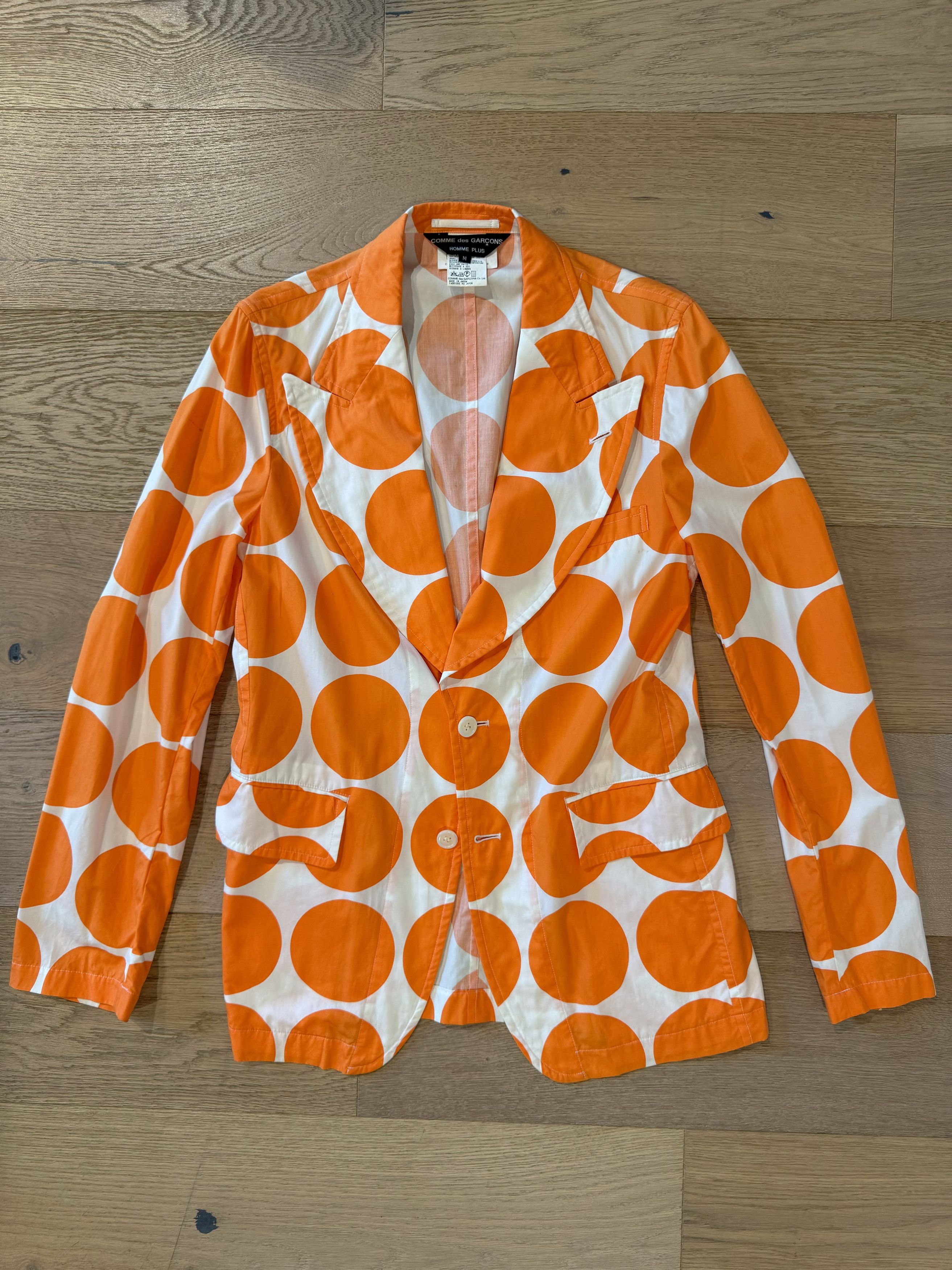Comme des Garcons Homme Plus Orange Polka Dot Cotton Jacket Size US M / EU 48-50 / 2 - 1 Thumbnail