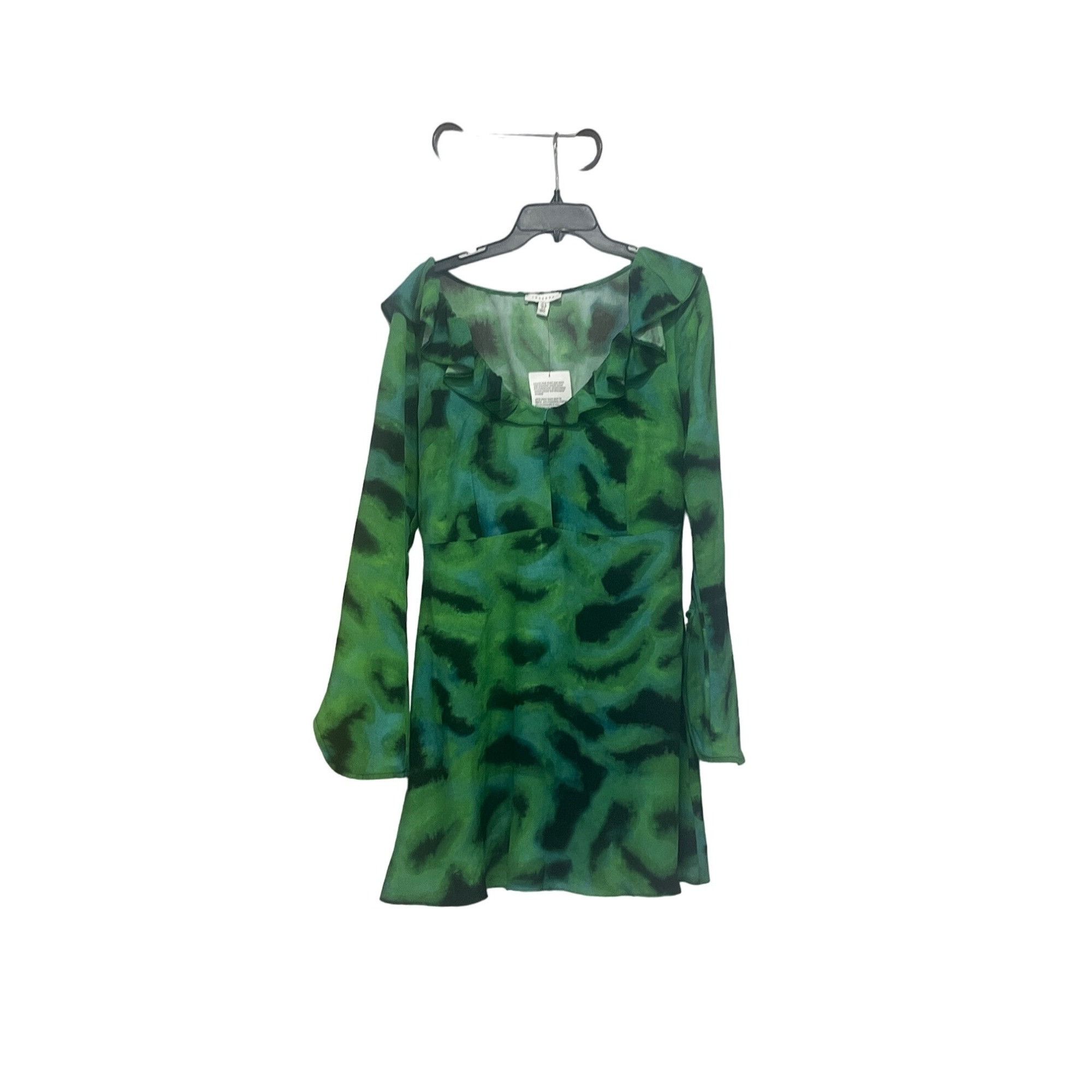 Topshop Topshop animal ruffle neck tea dress in green, US 8 Size M / US 6-8 / IT 42-44 - 10 Thumbnail