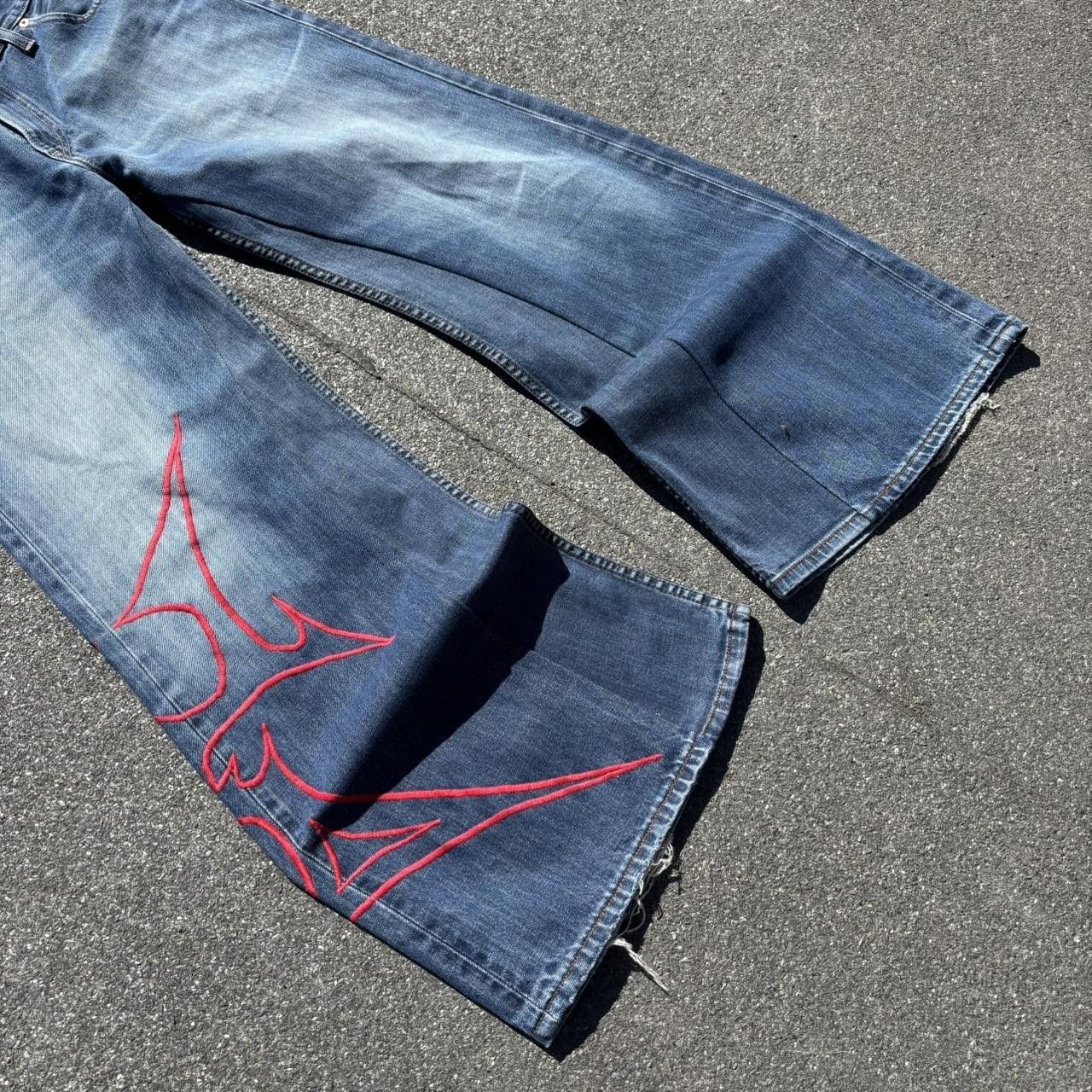 Affliction × Japanese Brand × Vintage jnco affliction style tribal embroidered jeans Size US 32 / EU 48 - 4 Thumbnail
