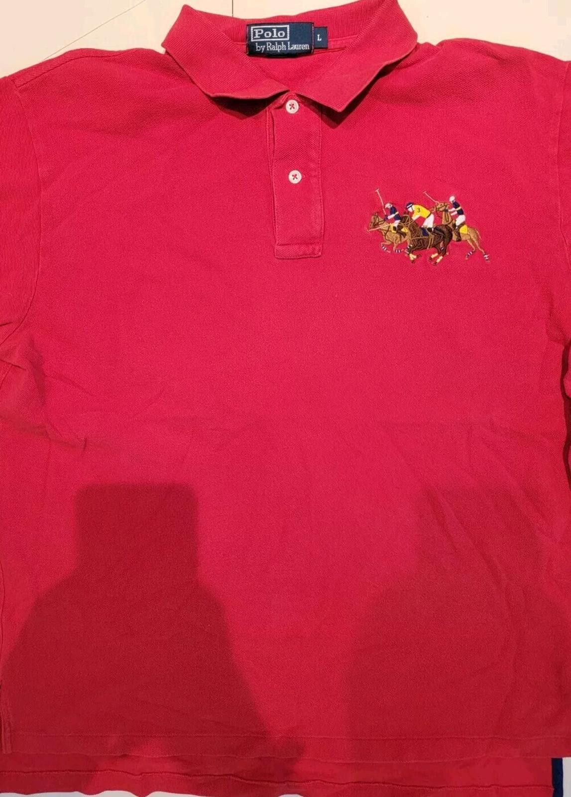 Polo Ralph Lauren Polo Ralph Lauren Red Polo Shirt Multiple Pony Riders Logo L Size US L / EU 52-54 / 3 - 1 Thumbnail