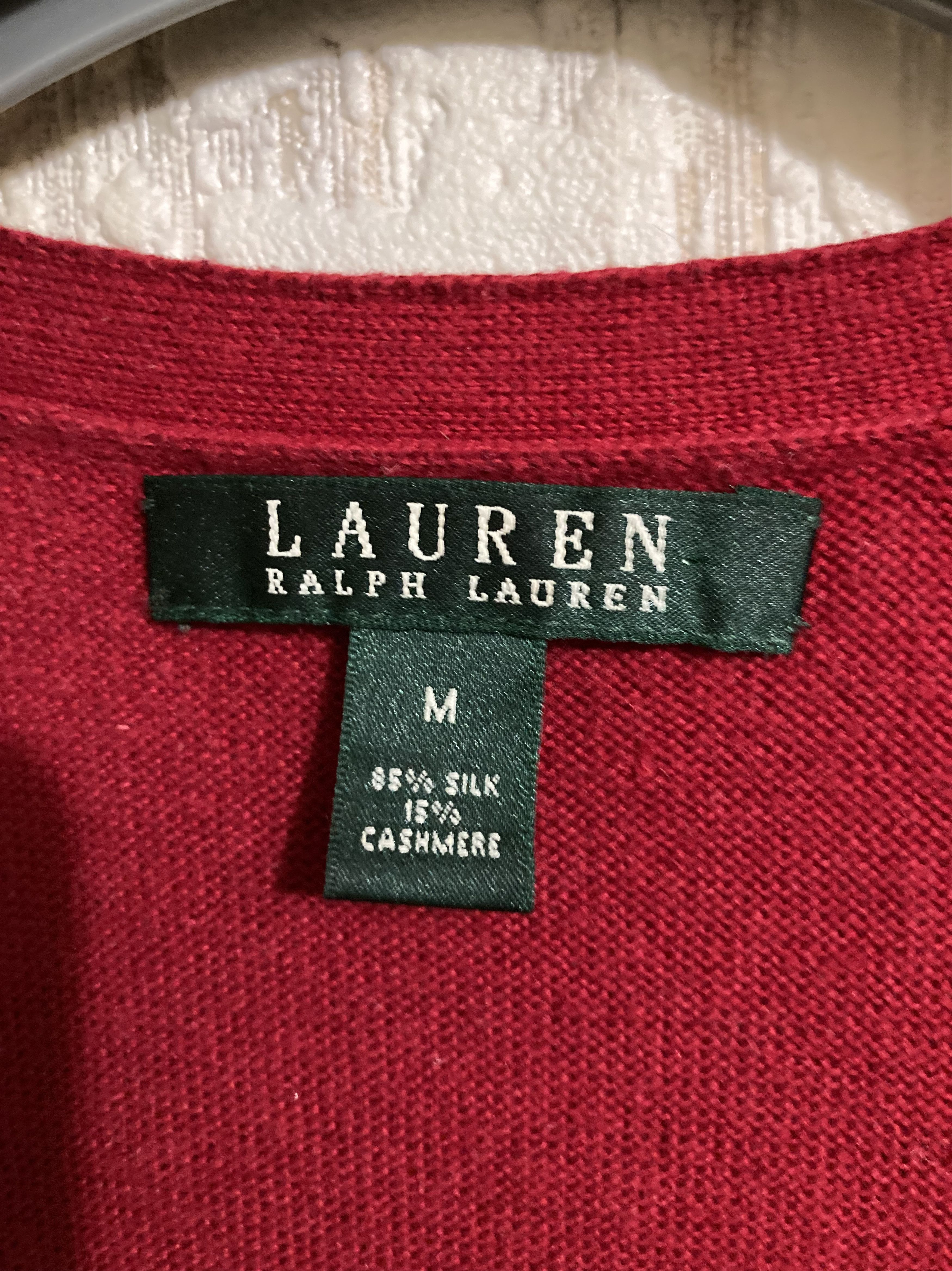 Designer × Ralph Lauren Vintage Ralph Lauren Red Cardigan With Embroidered Patch Size M / US 6-8 / IT 42-44 - 3 Thumbnail