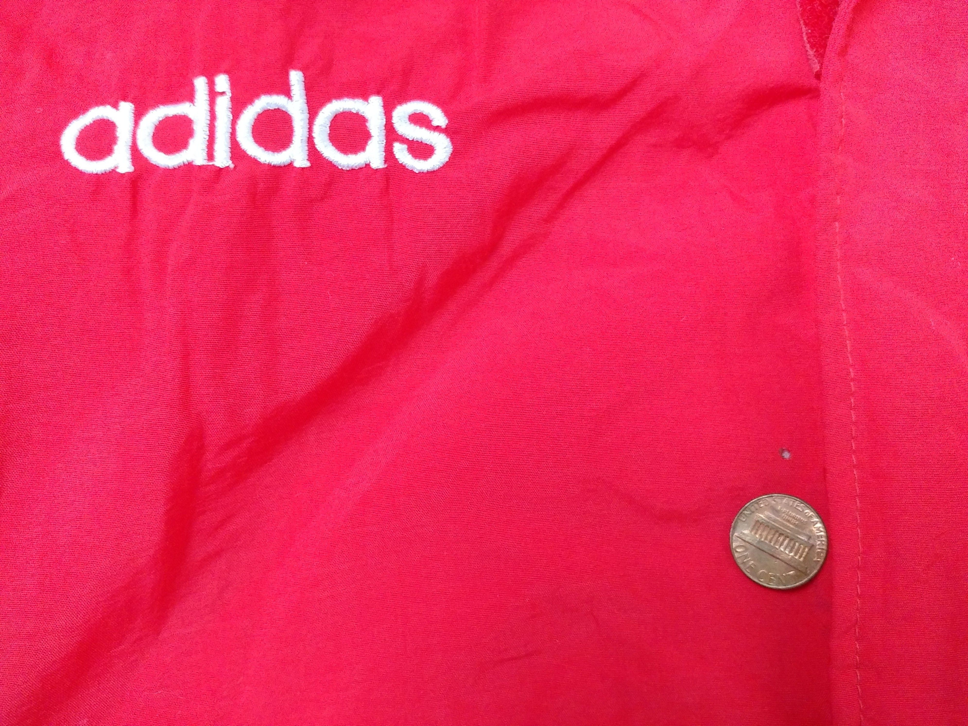 Adidas × Vintage ADIDAS jacket, red vintage hip hop 90s windbreaker size L Size US L / EU 52-54 / 3 - 13 Thumbnail