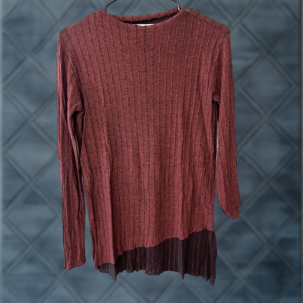 Zara VINTAGE Zara Pullover Blouse Long Sleeve Women S Burgundy Solid Sheer 80s Size S / US 4 / IT 40 - 1 Thumbnail