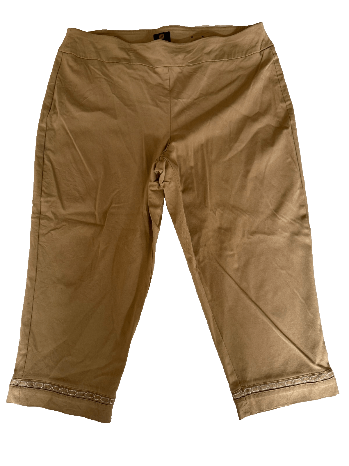 JM Collection JM Collection Womens XL Tan Capri Pants Beaded Cuffs Stretc Size 30" / US 8 / IT 44 - 1 Thumbnail