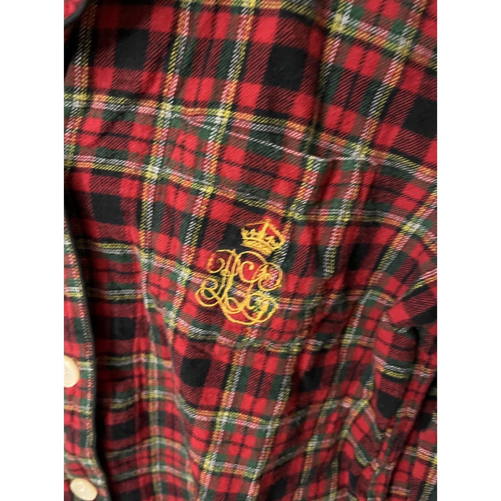 Ralph Lauren Lauren Ralph Lauren Womens Sleepshirt Medium Red Plaid 3/4 Sleeve Button Collared Size L / US 10 / IT 46 - 4 Thumbnail
