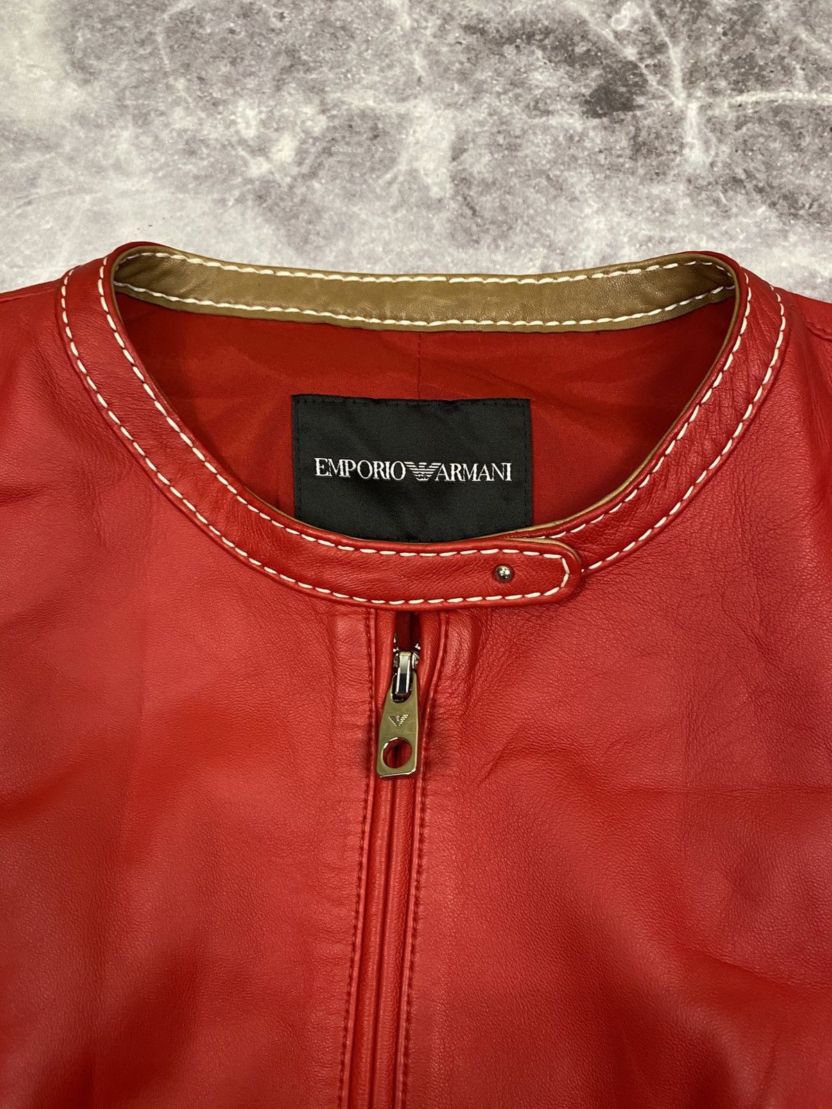 Emporio Armani Emporio Armani Red Lambskin Leather Blouson Jacket Size: 44 Size US S / EU 44-46 / 1 - 3 Thumbnail