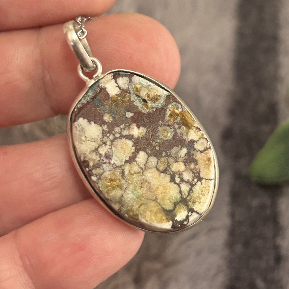 Handmade Handcrafted oval genuine wild horse turquoise necklace Size ONE SIZE - 8 Thumbnail