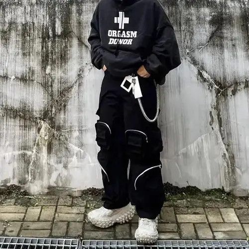 Designer × Vintage Wide Cargo Pants High Street with Poker Straight Baggy Y2K Size US 32 / EU 48 - 2 Thumbnail