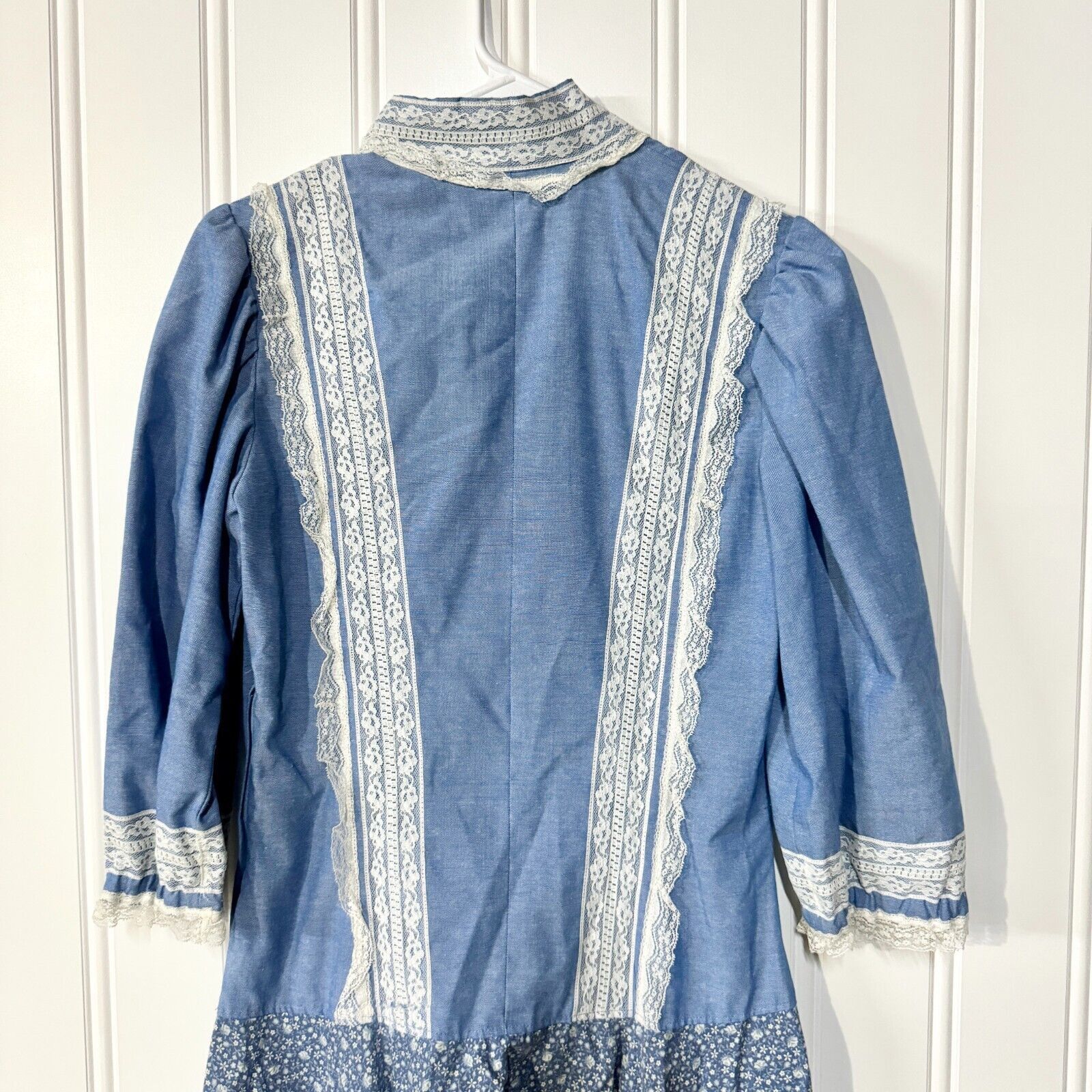 Vintage Handmade 70s Vintage Lace Collared Long Peplum Mini Dress Size M / US 6-8 / IT 42-44 - 3 Thumbnail