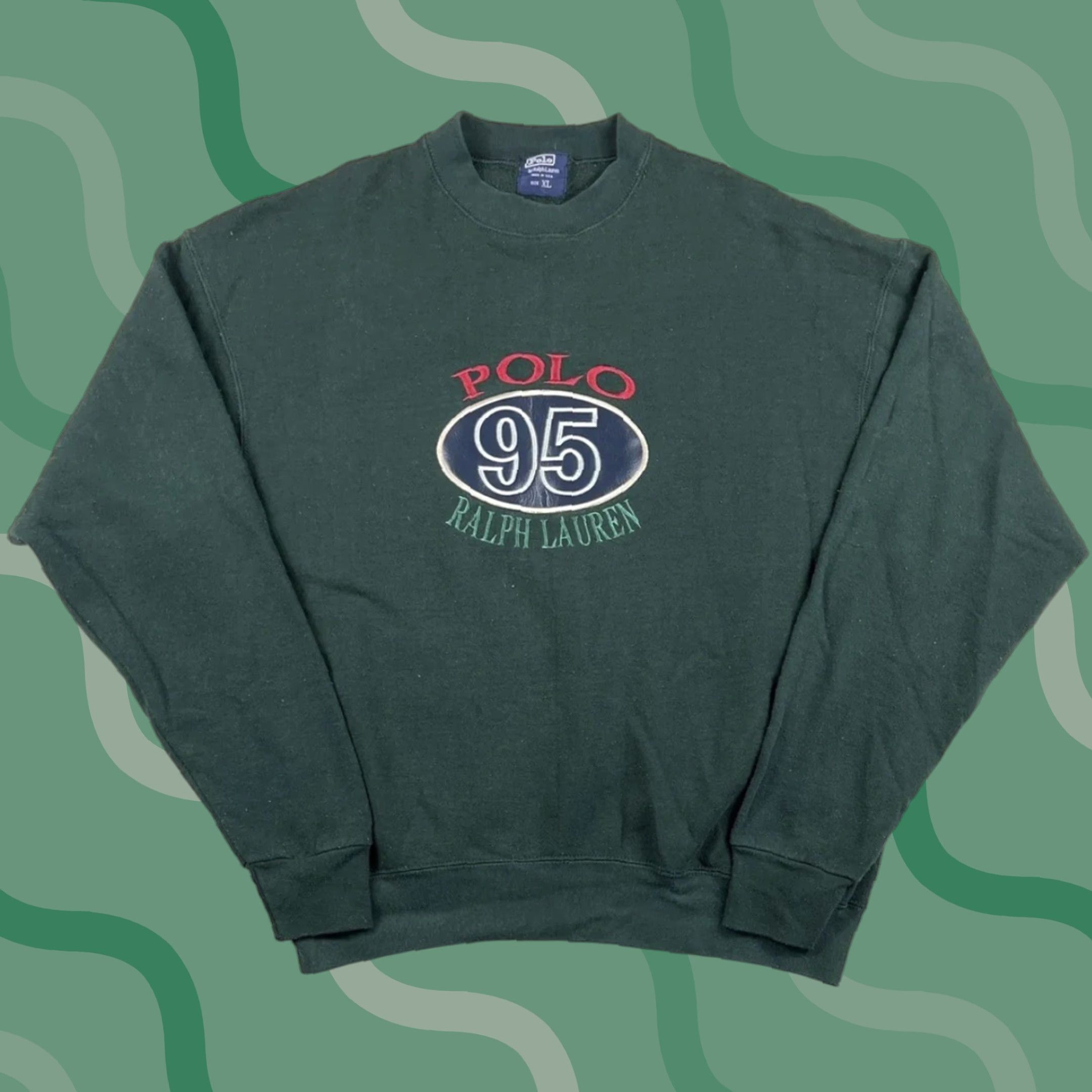 Polo Ralph Lauren Vintage Polo Ralph Lauren 90s Crewneck Sweatshirt XL Green USA Made 1995 Size US XL / EU 56 / 4 - 1 Thumbnail