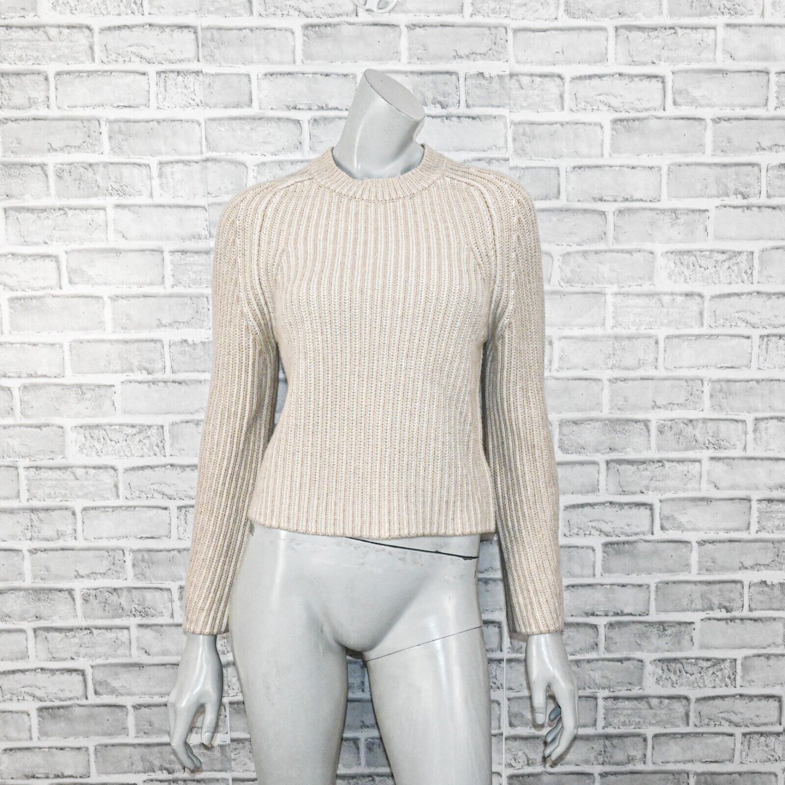 NAADAM NAADAM Women's Cashmiro Ribbed Crewneck Sweater in Oatmeal Size S / US 4 / IT 40 - 3 Thumbnail