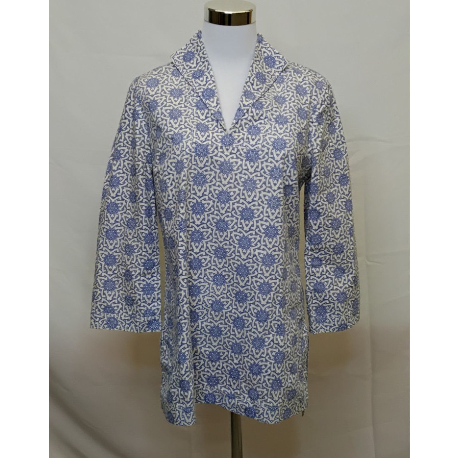 Tory Burch Tory Burch Eyelet Tunic Women's 8 Blue/White Floral Unlined Size M / US 6-8 / IT 42-44 - 2 Thumbnail
