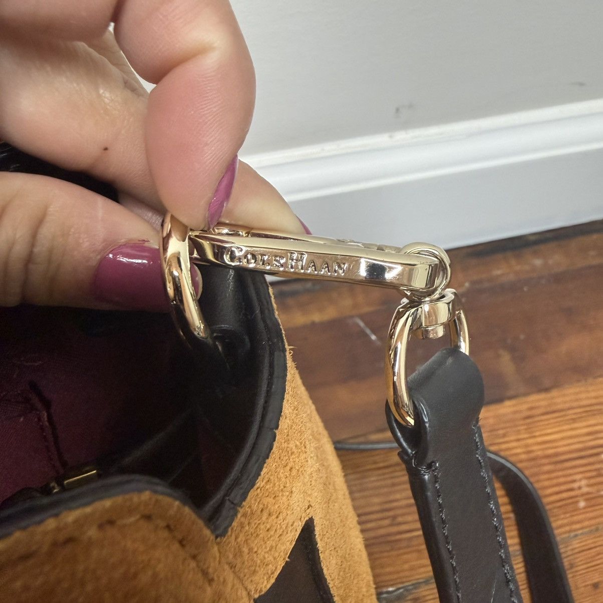 Cole Haan Cole Haan Suede Satchel in Mustard with Black Trim Size ONE SIZE - 5 Thumbnail