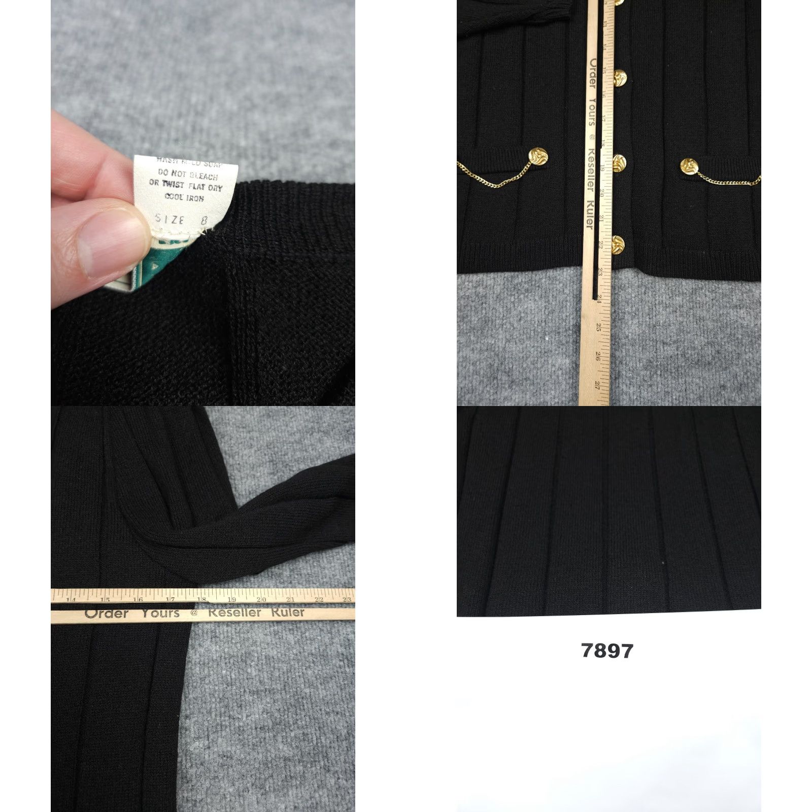 Vintage VINTAGE Frankie Welch Jacket Women Cardigan Black 8 Buttons WOW Overcoat Wool/Acrylic Blend Buttoned Size M / US 6-8 / IT 42-44 - 8 Thumbnail
