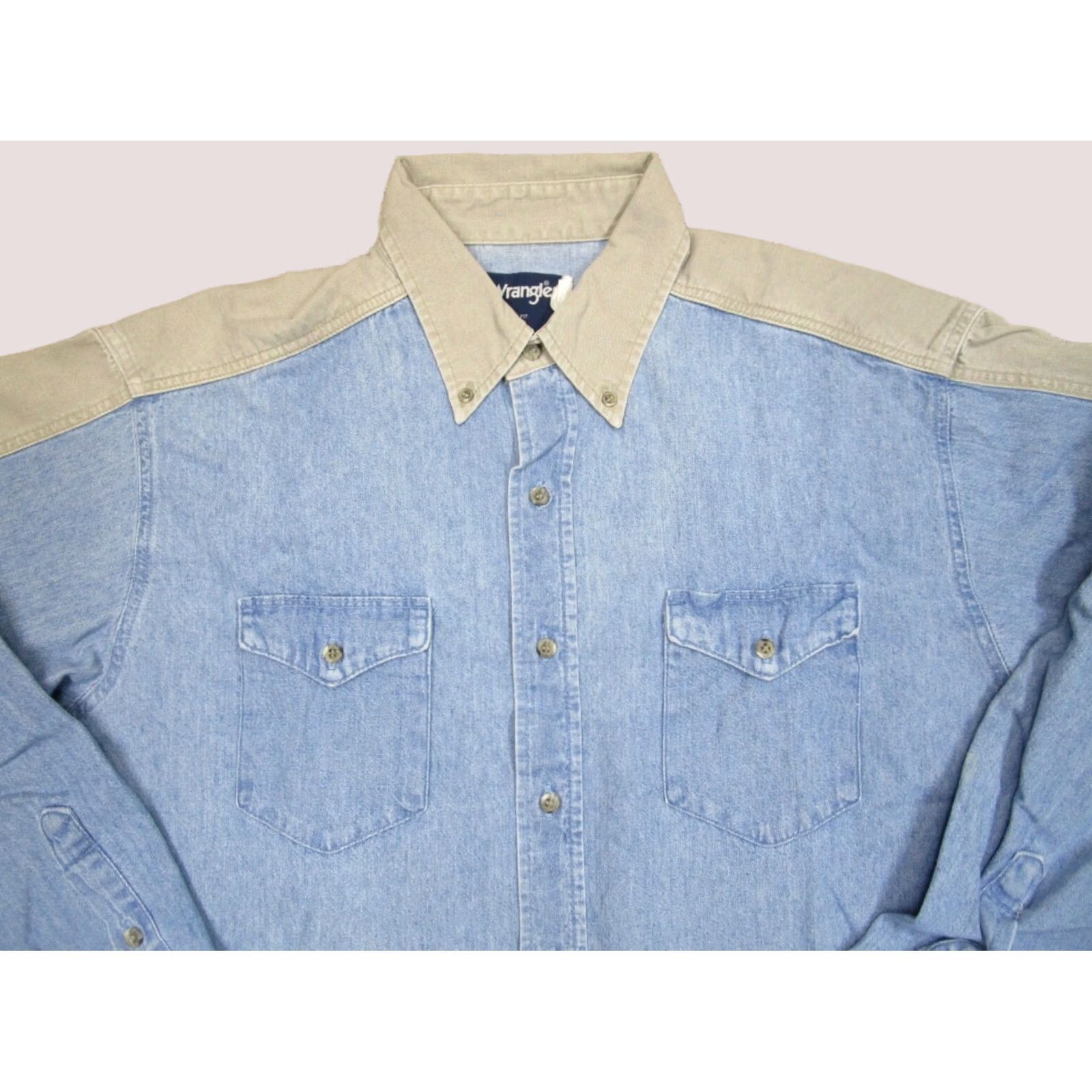 Wrangler VINTAGE Wrangler Shirt Men XL Blue Denim Western Long Sleeve Button-Up Collared Shirt 90s Cowboy Outdoor Size US XL / EU 56 / 4 - 1 Thumbnail
