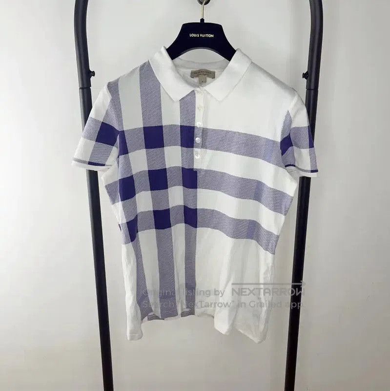 Burberry Burberry White and Purple Checkered Polo. Size M / US 6-8 / IT 42-44 - 1 Thumbnail