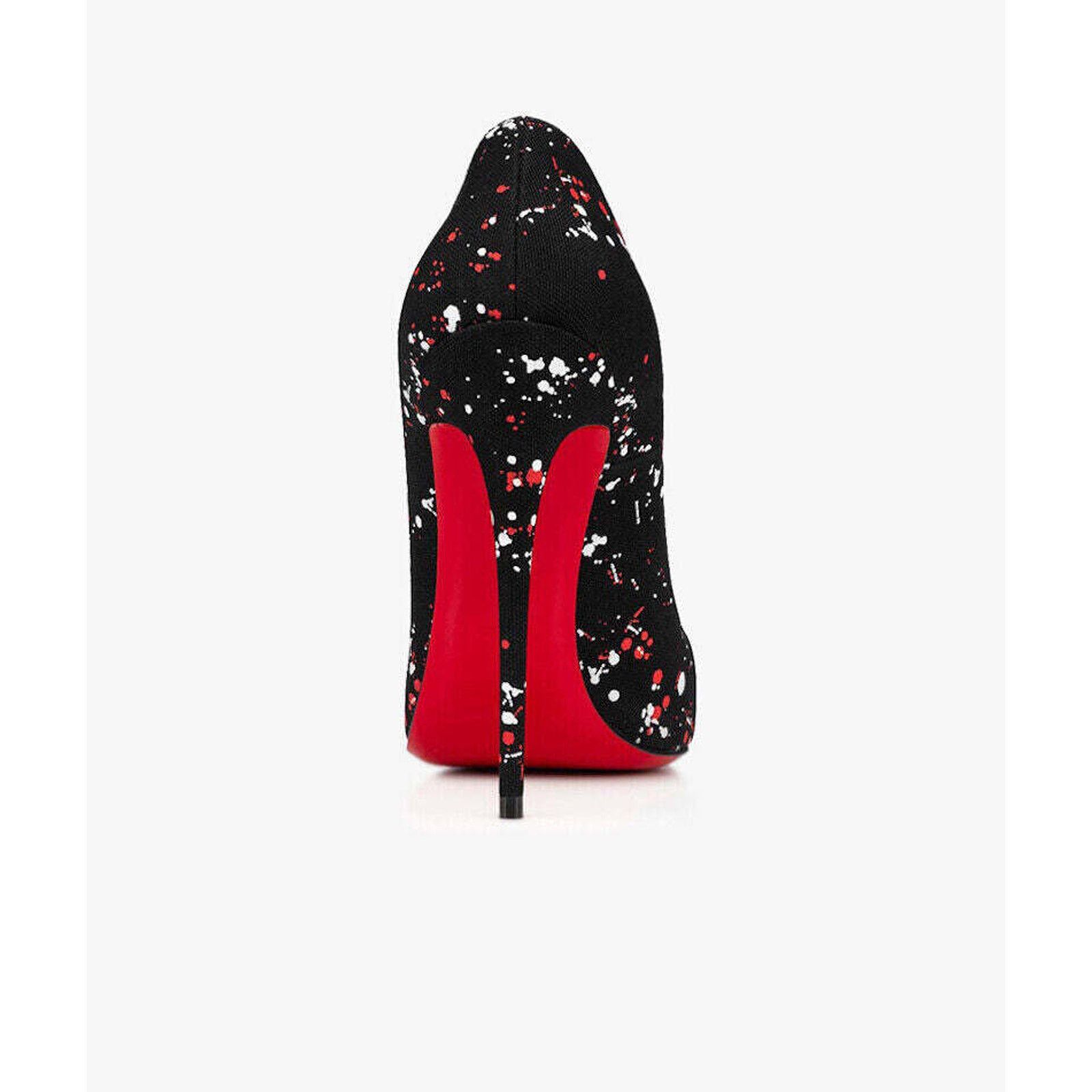 Christian Louboutin So Kate 120 Toile Splash Black Red White Heel Pump 39.5 Size US 9.5 / IT 39.5 - 10 Thumbnail