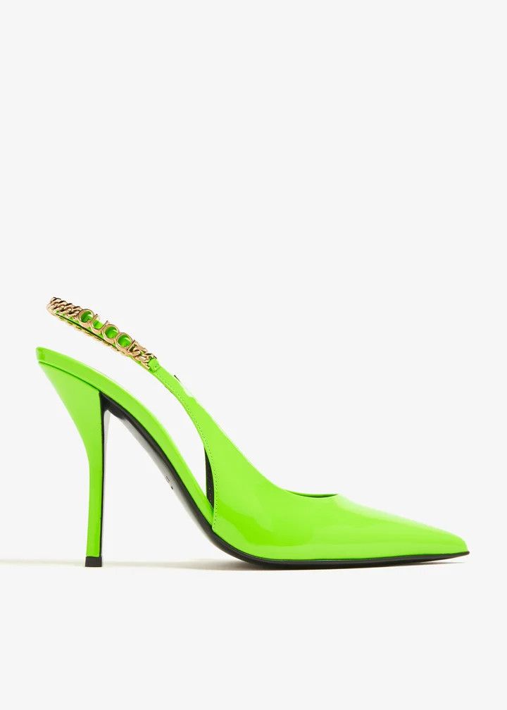 Gucci oc11z0526 Gucci Signoria Slingback Pumps in Green Size US 8 / IT 38 - 1 Thumbnail