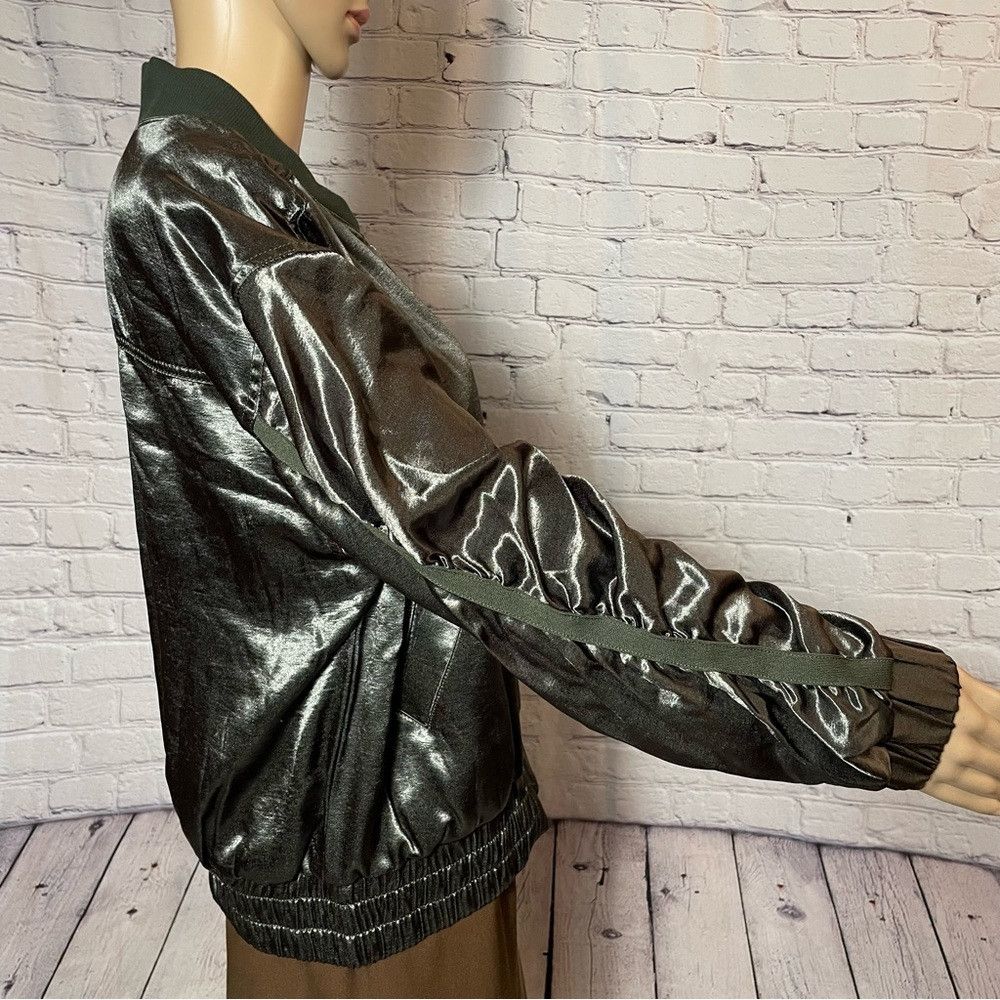 Free People New Free People Movement Relay Zip-Up Olive Satin Bomber Ja Size M / US 6-8 / IT 42-44 - 3 Thumbnail