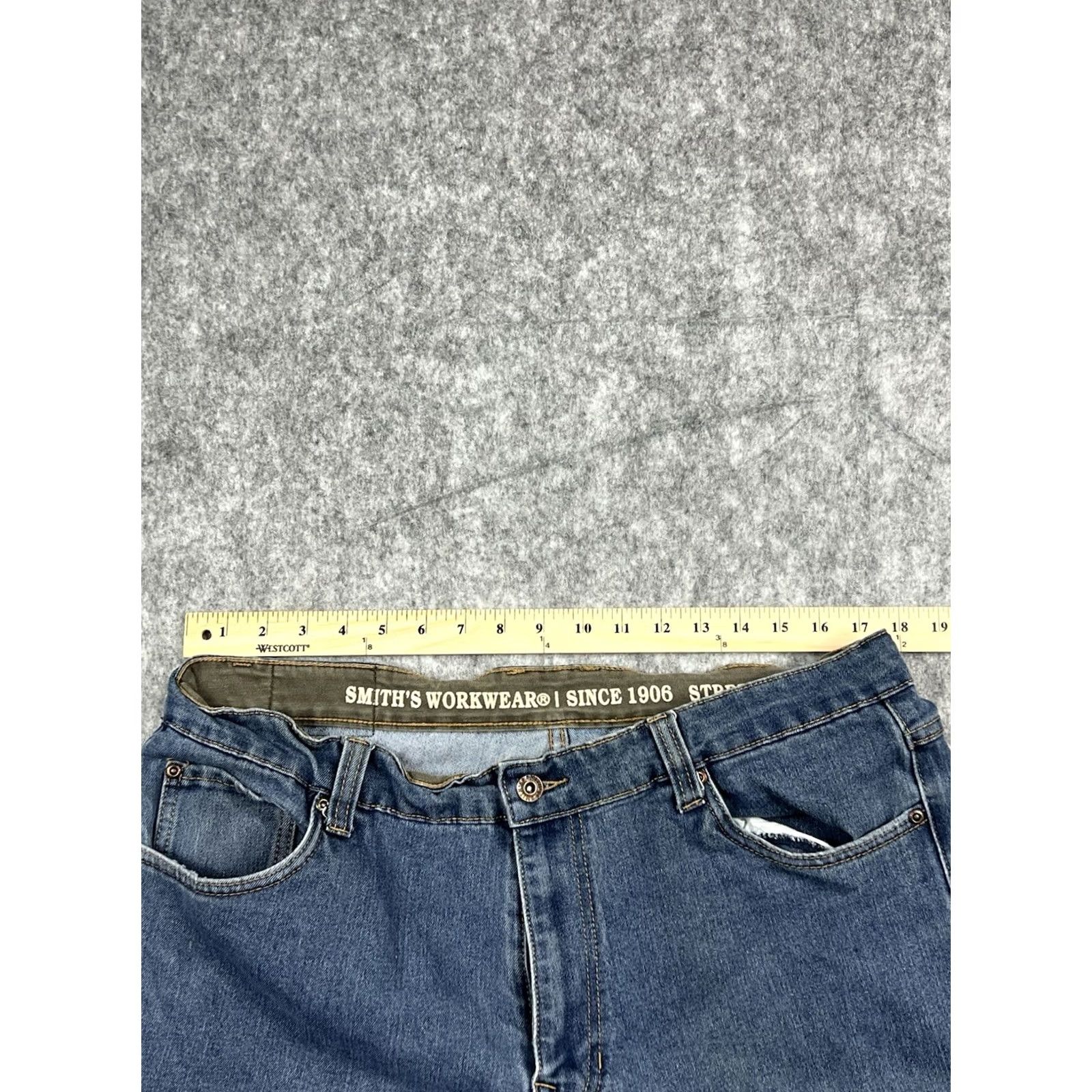 Vintage Smiths Workwear Jeans Stretch Relaxed Fit Blue Medium Wash 38x30 Mens Regular 5-Pocket Denim Straight Zip Size US 38 / EU 54 - 3 Thumbnail